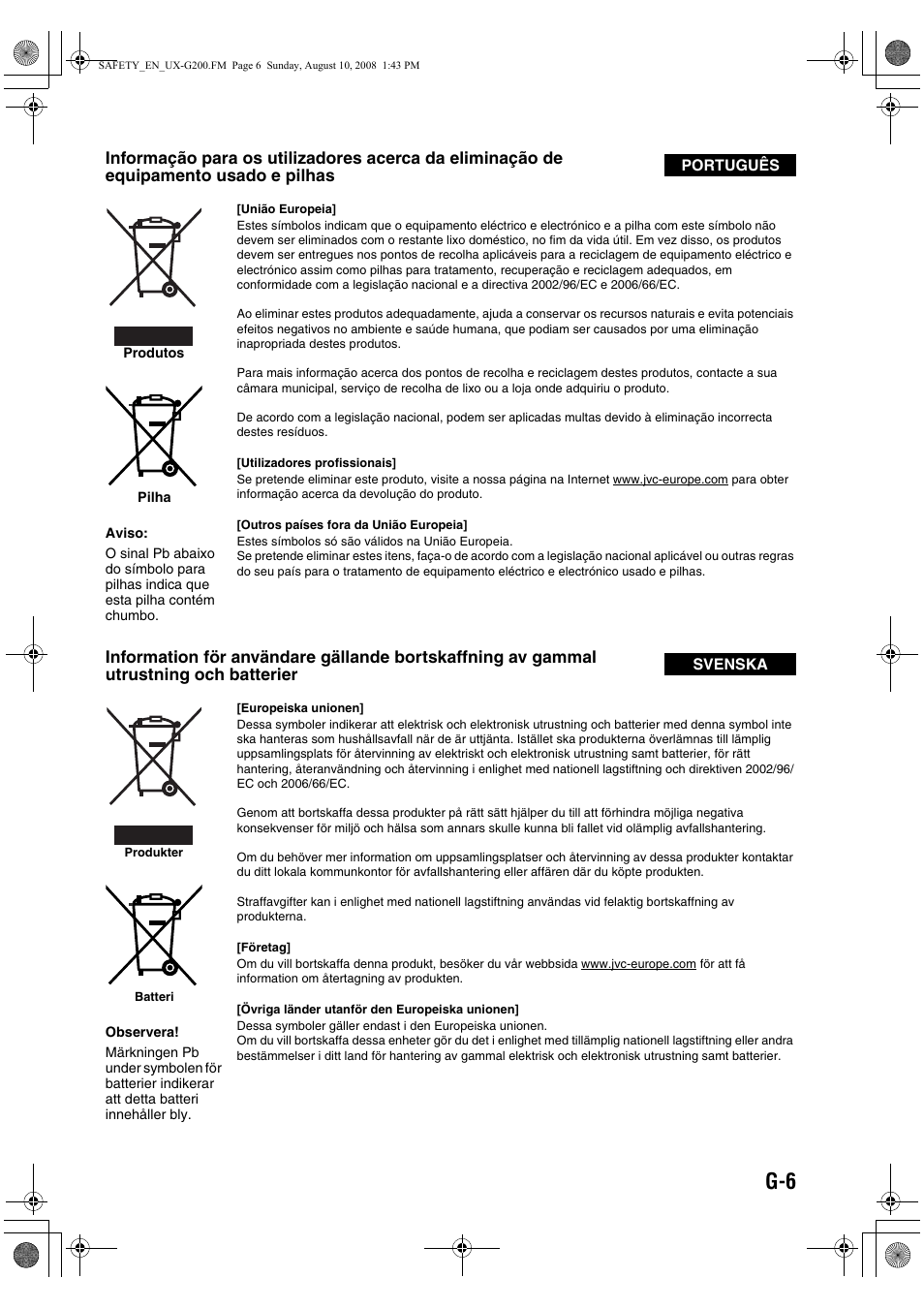 JVC UX-G200 User Manual | Page 7 / 155
