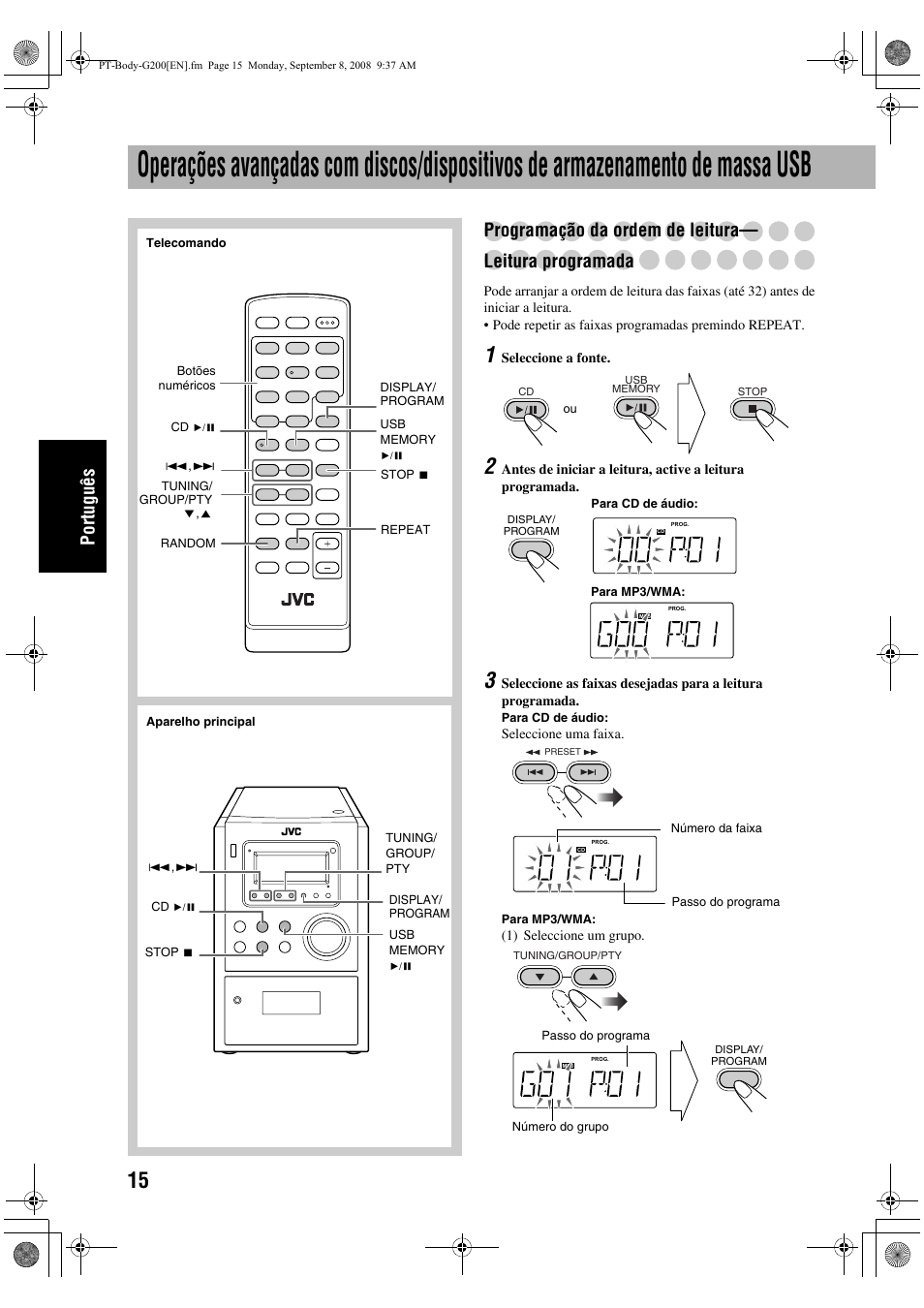Português | JVC UX-G200 User Manual | Page 72 / 155