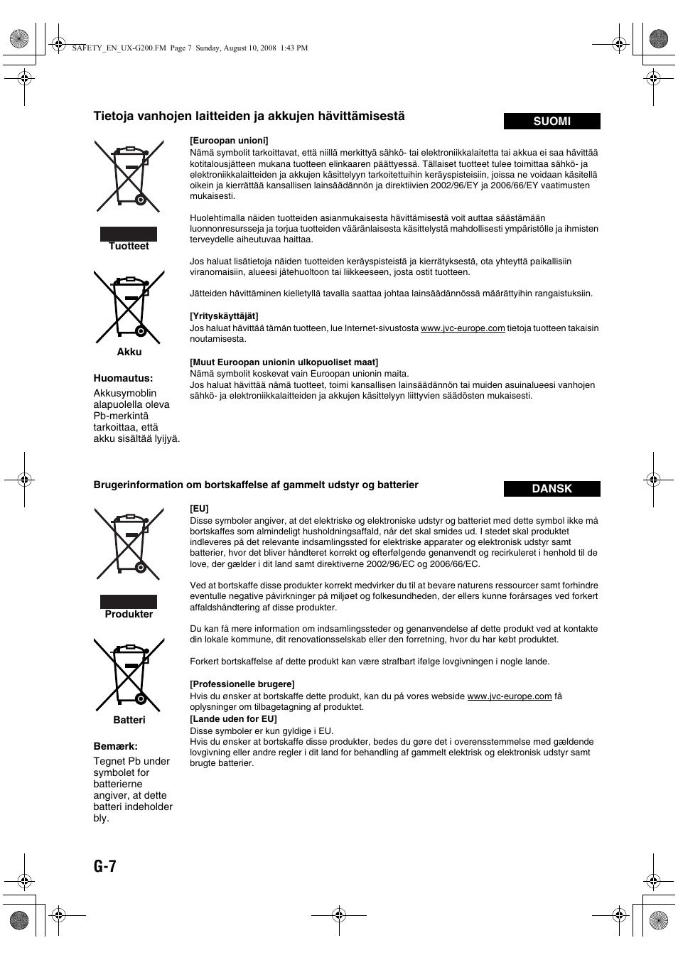 JVC UX-G200 User Manual | Page 8 / 155