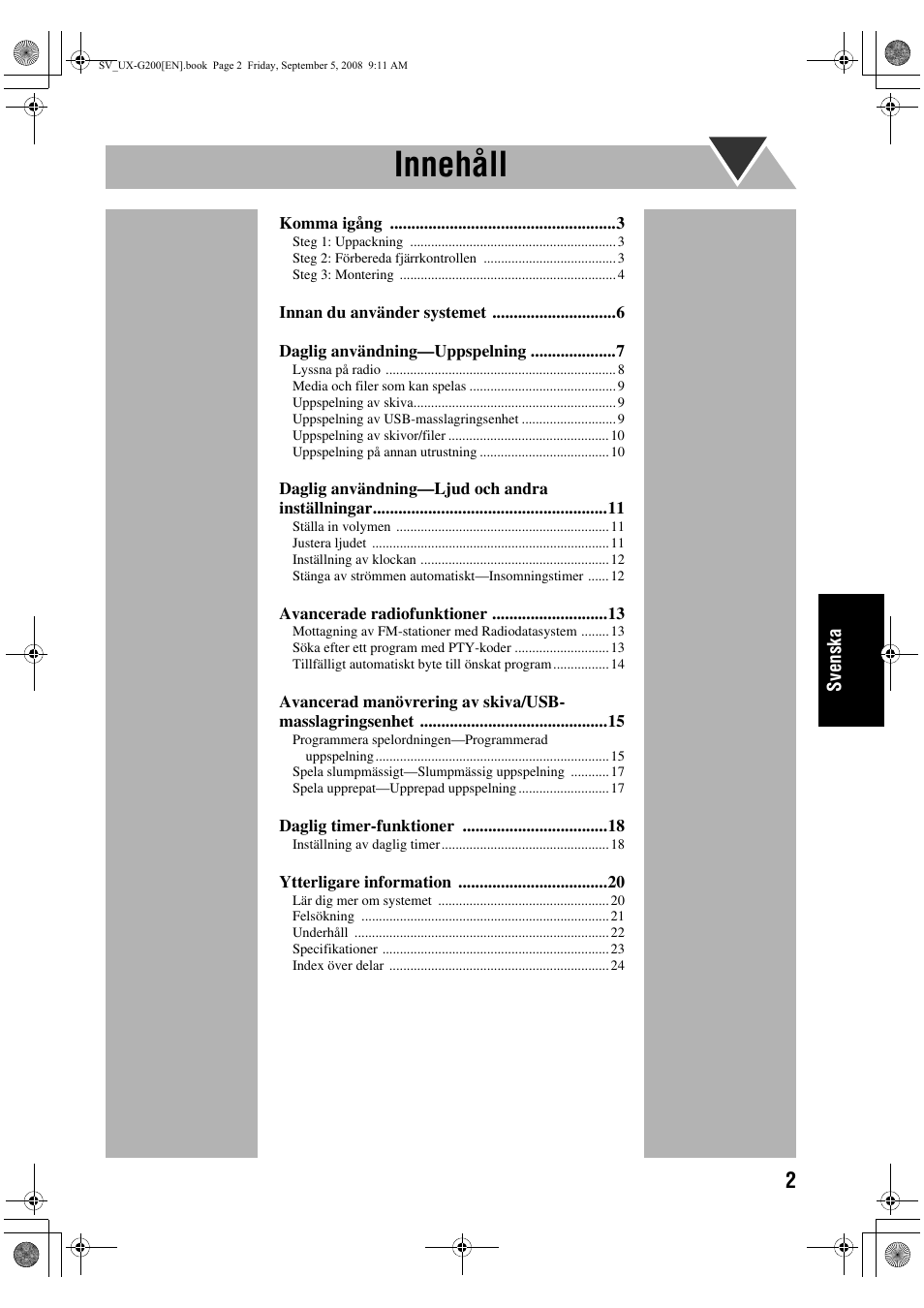 Innehåll | JVC UX-G200 User Manual | Page 83 / 155