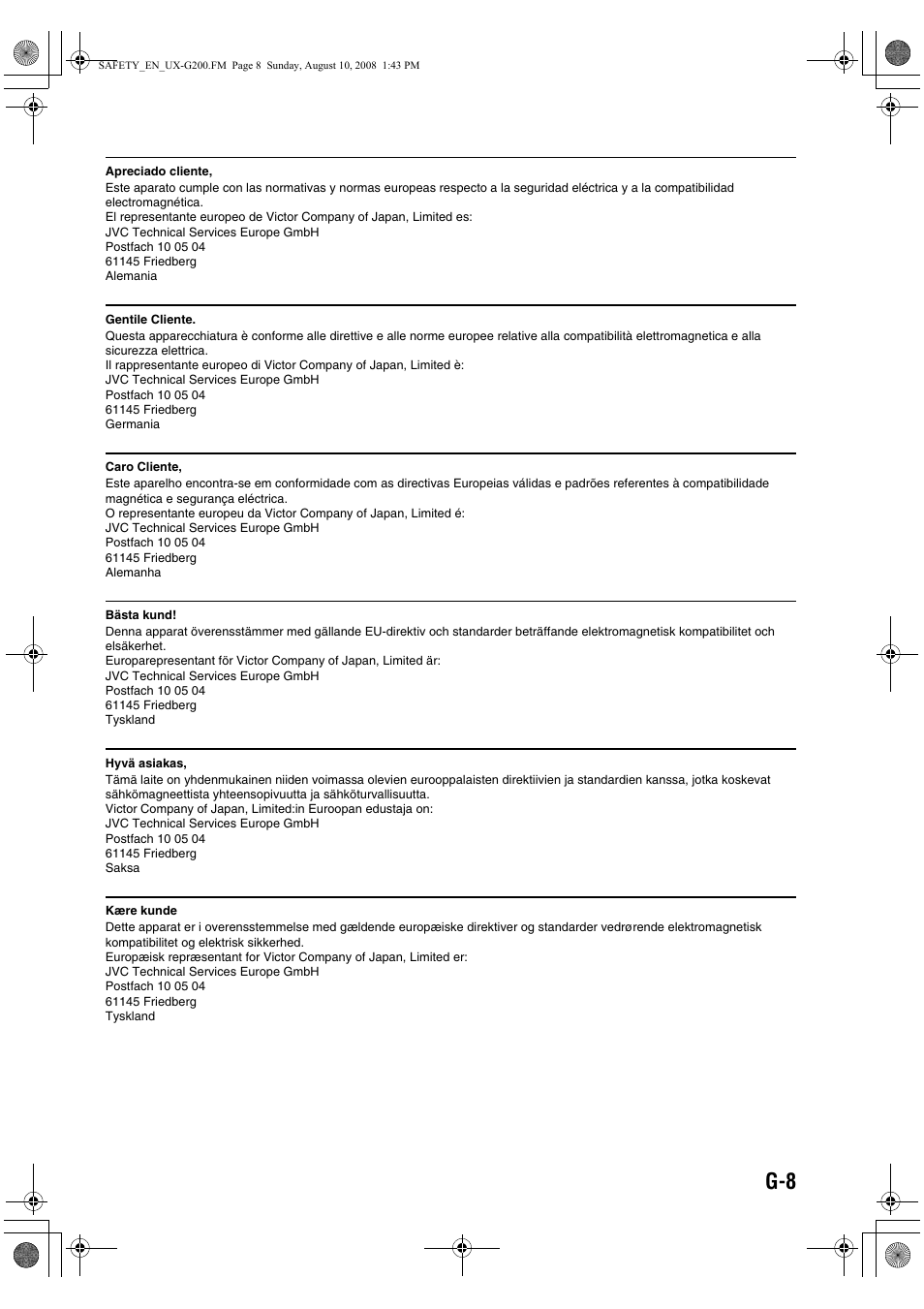 JVC UX-G200 User Manual | Page 9 / 155