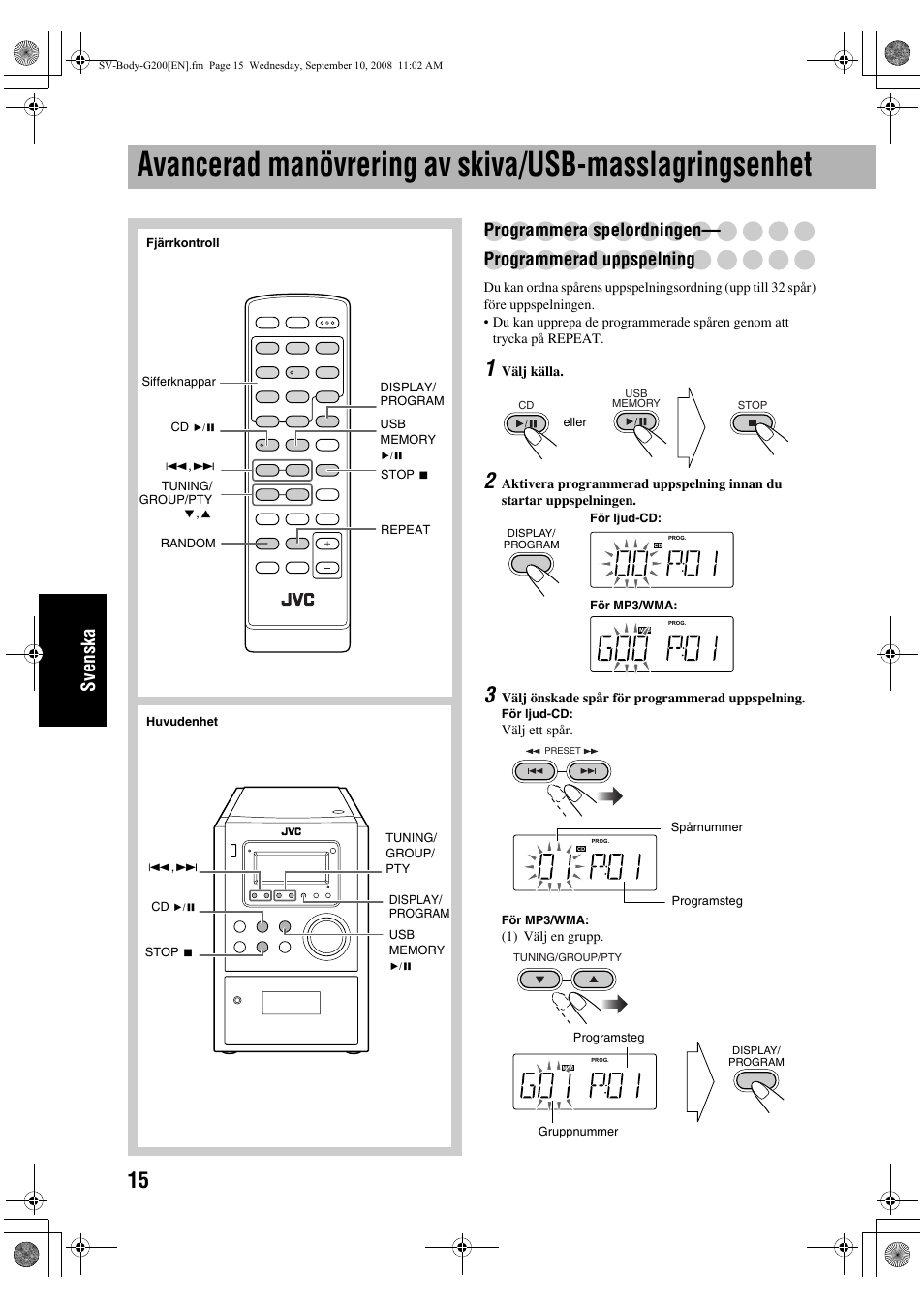 Svenska | JVC UX-G200 User Manual | Page 96 / 155