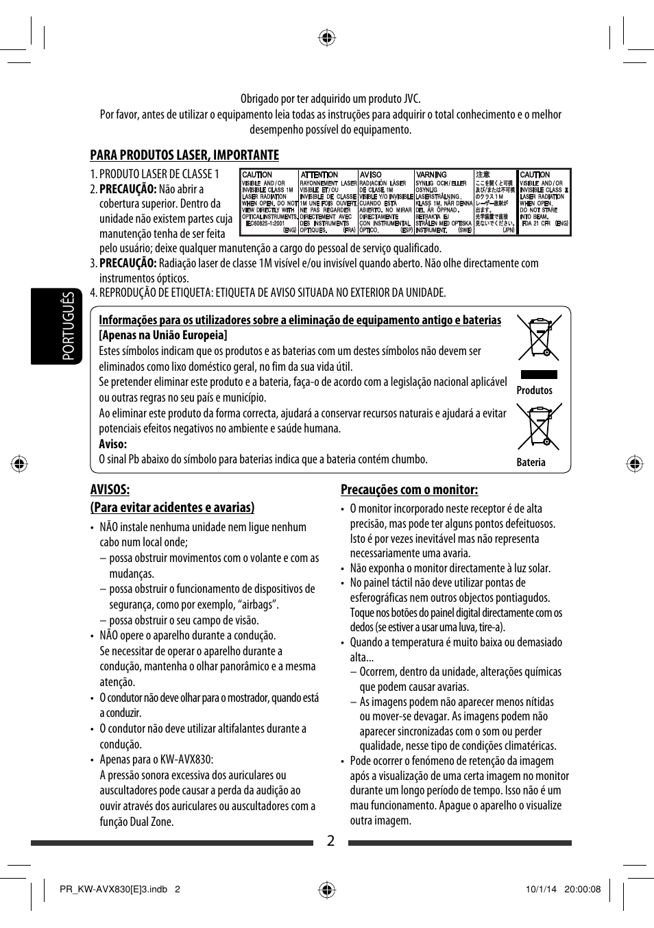 2português | JVC KW-AVX830 User Manual | Page 138 / 279