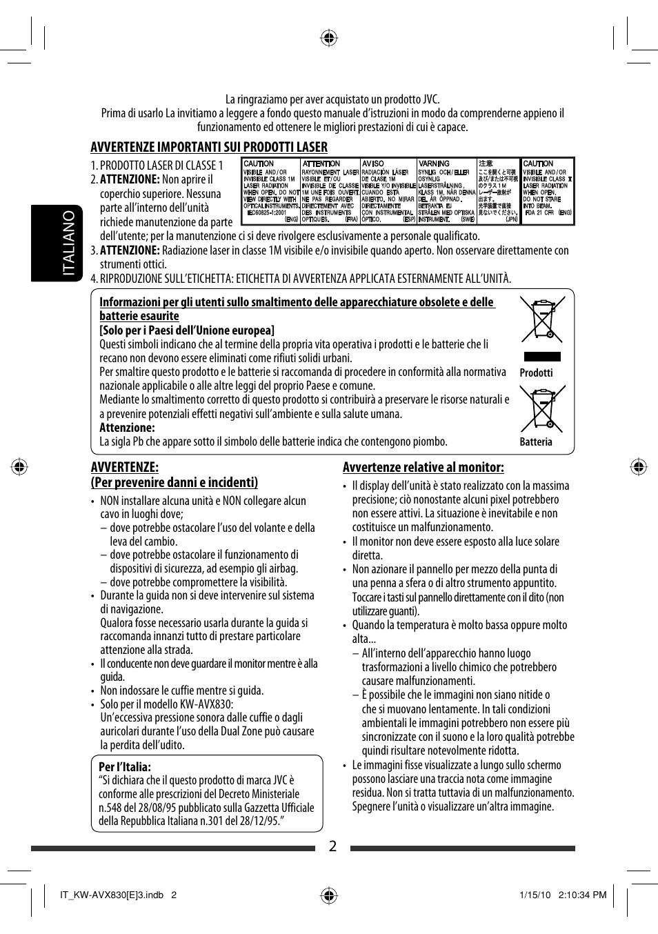 2italiano | JVC KW-AVX830 User Manual | Page 70 / 279