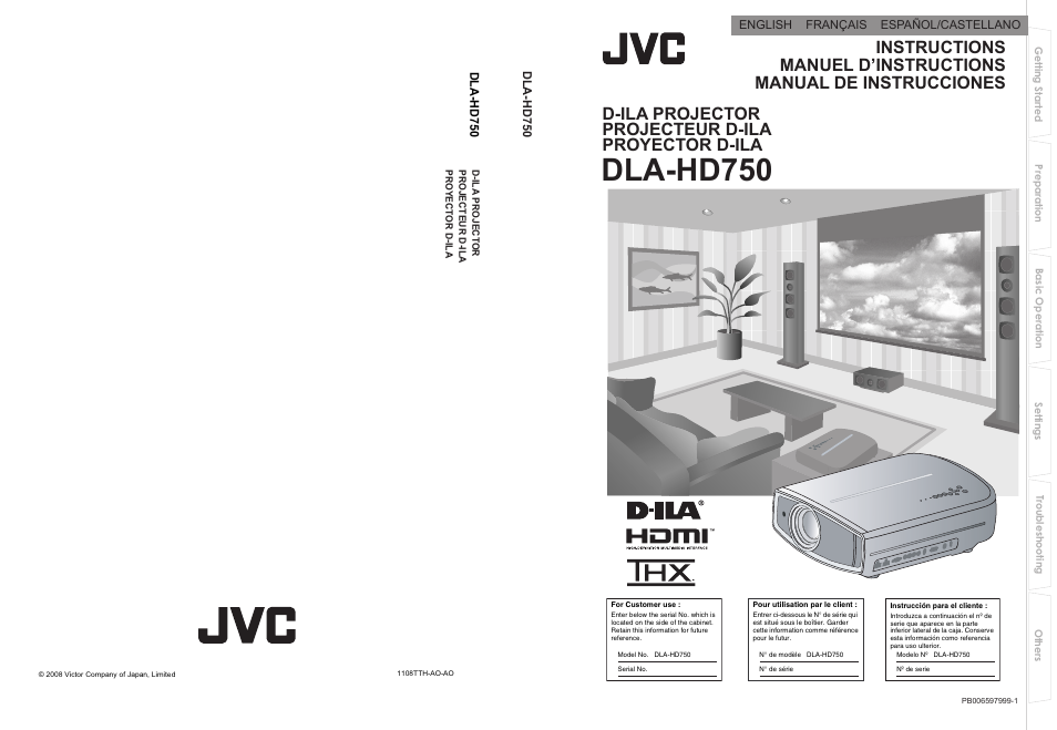 JVC DLA-HD750 User Manual | 181 pages