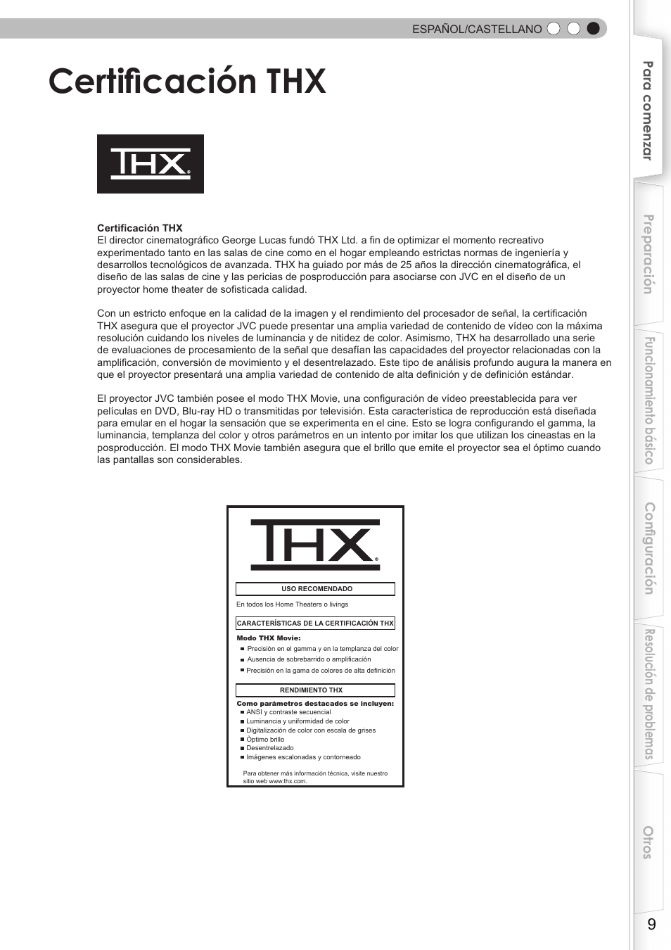 Certificación thx | JVC DLA-HD750 User Manual | Page 129 / 181
