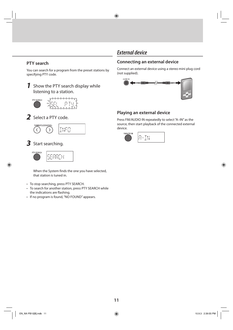 External device | JVC NX-PB10 User Manual | Page 11 / 16