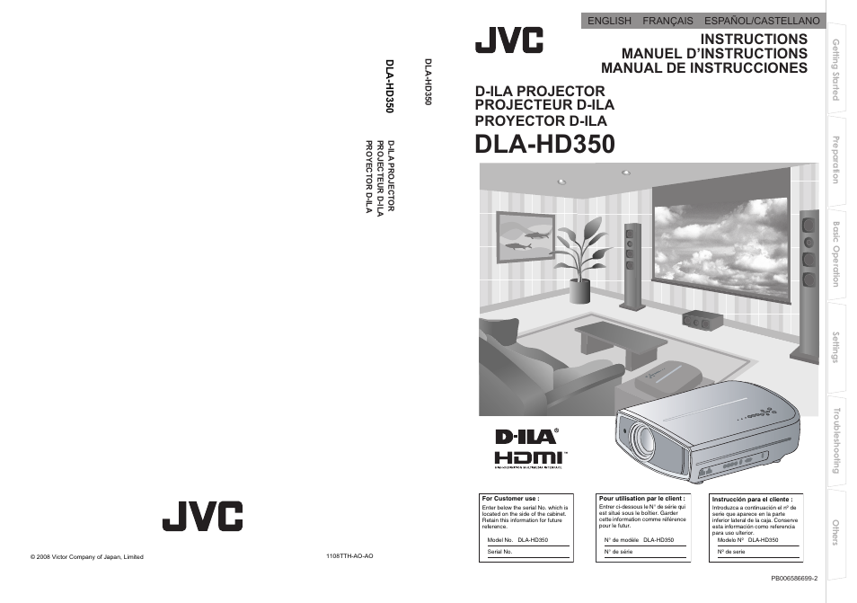 JVC DLA-HD350 User Manual | 58 pages