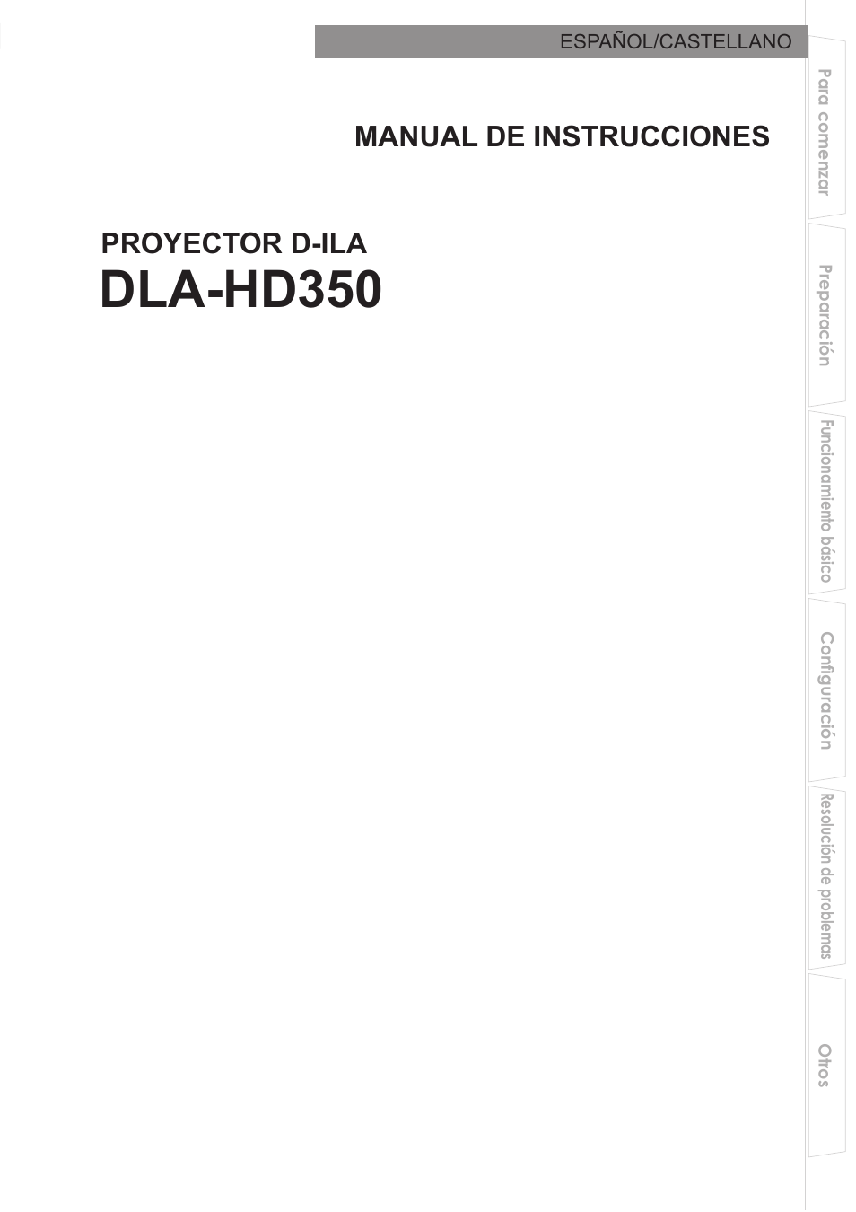 Dla-hd350, Proyector d-ila manual de instrucciones | JVC DLA-HD350 User Manual | Page 2 / 58