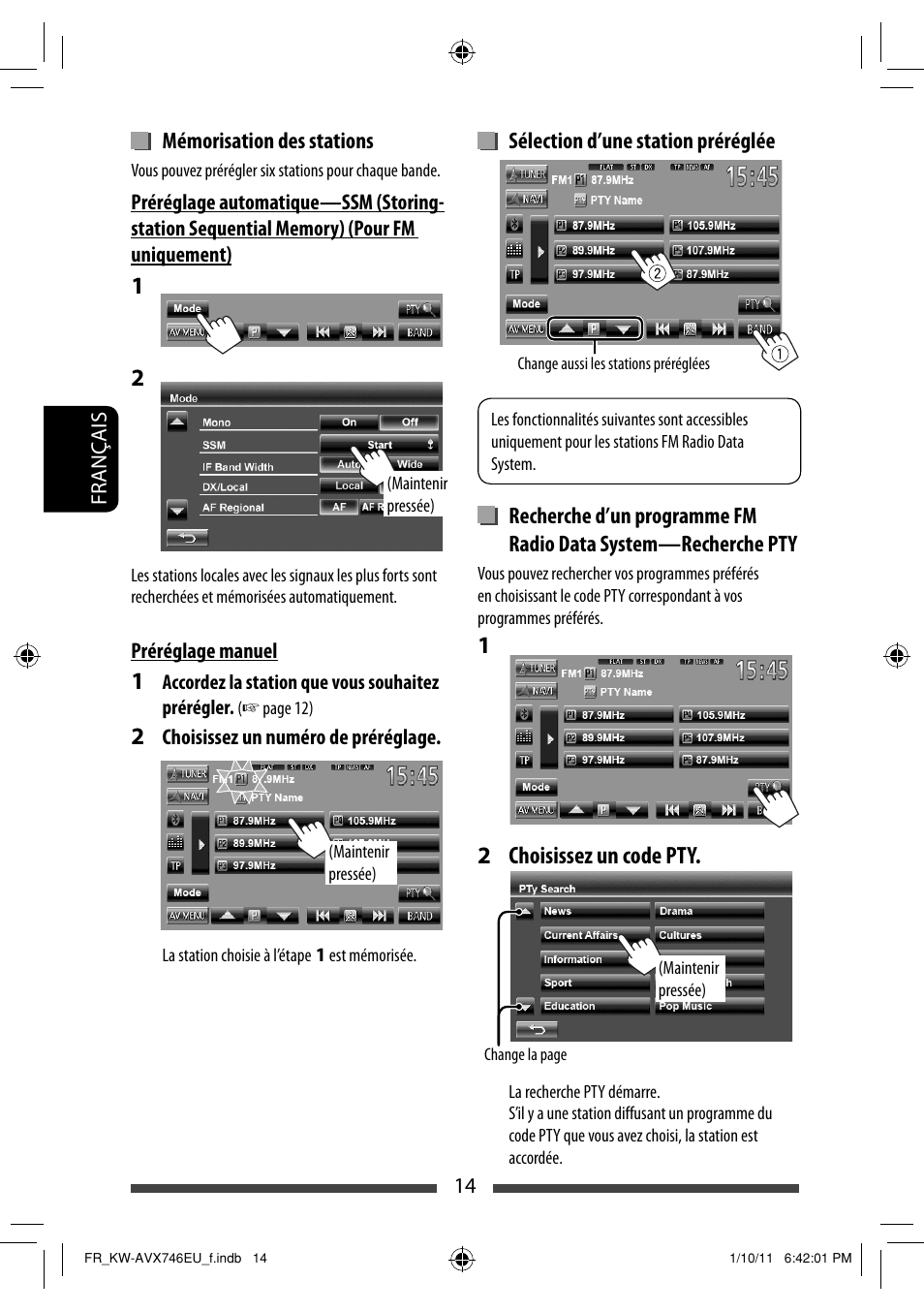 Choisissez un code pty | JVC KW-AVX746 User Manual | Page 142 / 197