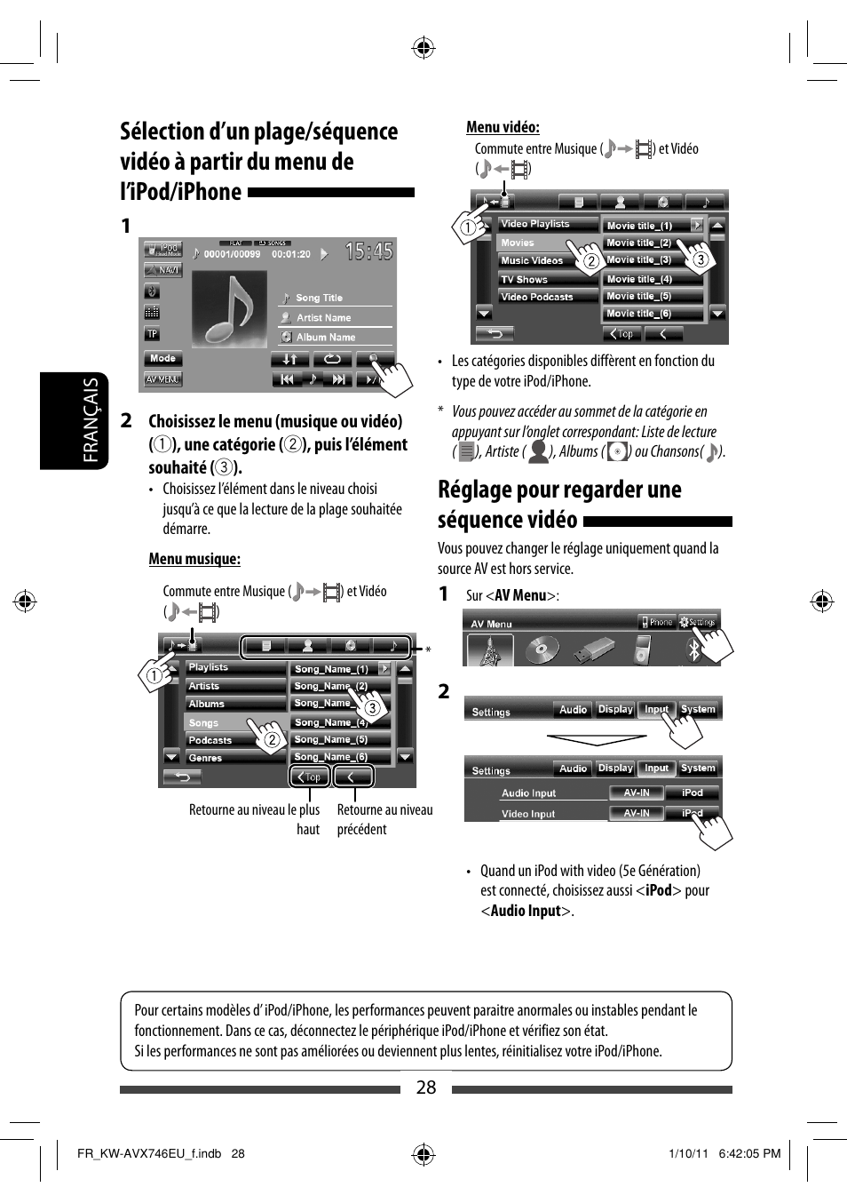 Réglage pour regarder une séquence vidéo | JVC KW-AVX746 User Manual | Page 156 / 197