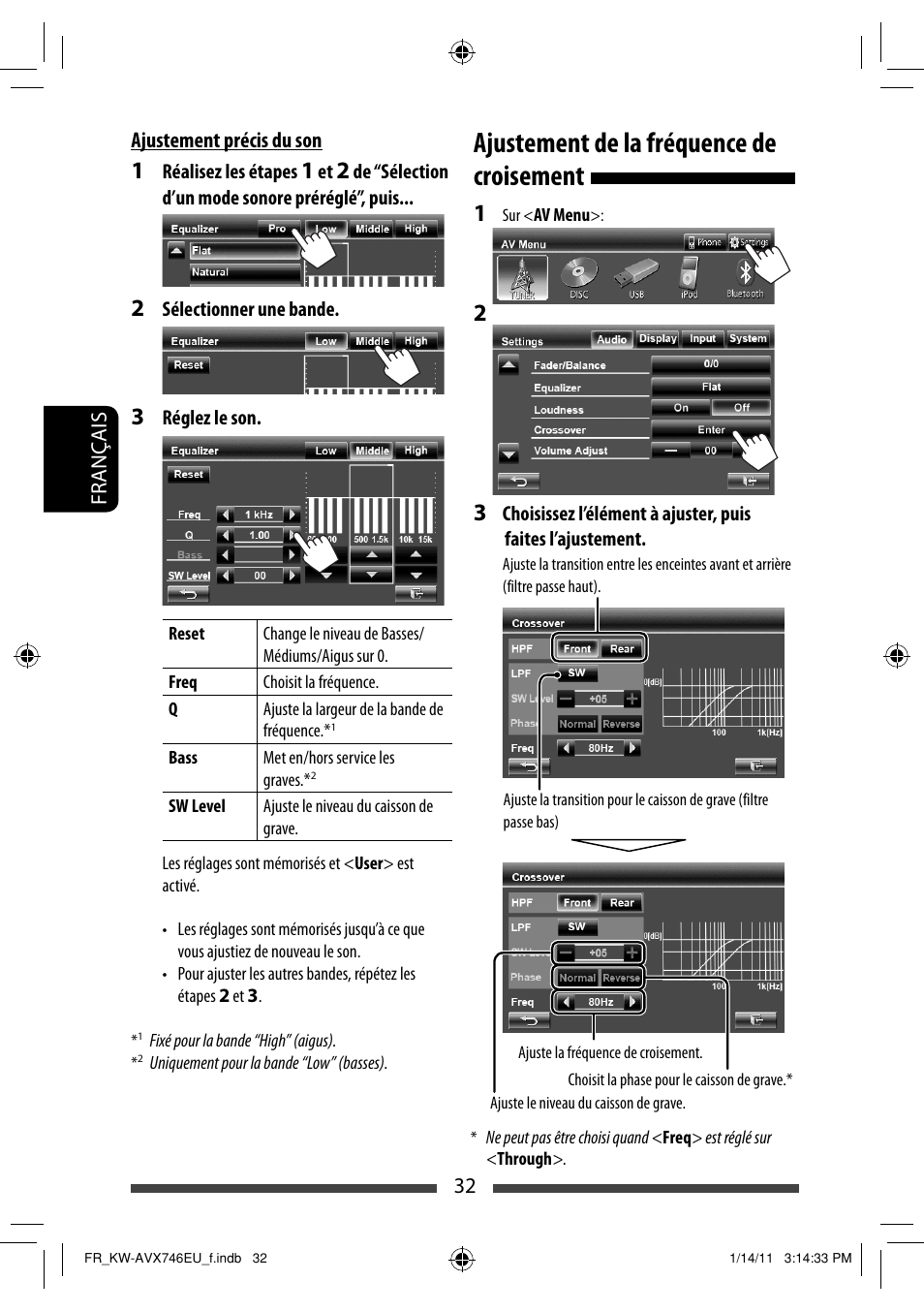 Ajustement de la fréquence de croisement | JVC KW-AVX746 User Manual | Page 160 / 197