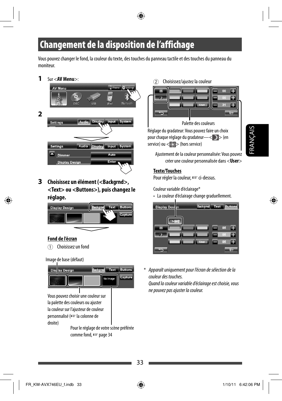 Changement de la disposition de l’affichage | JVC KW-AVX746 User Manual | Page 161 / 197