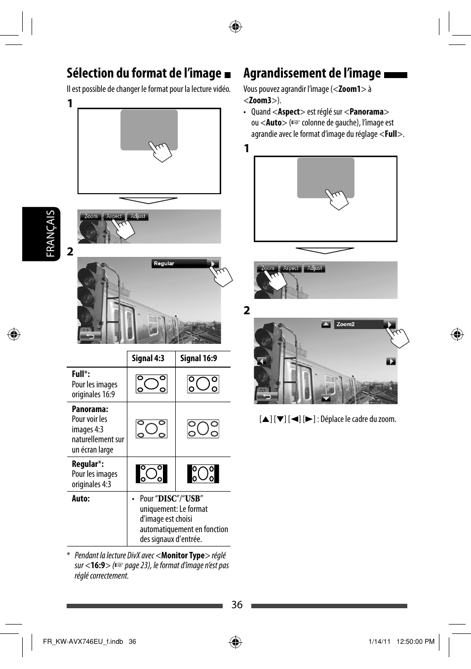 Sélection du format de l’image, Agrandissement de l’image | JVC KW-AVX746 User Manual | Page 164 / 197