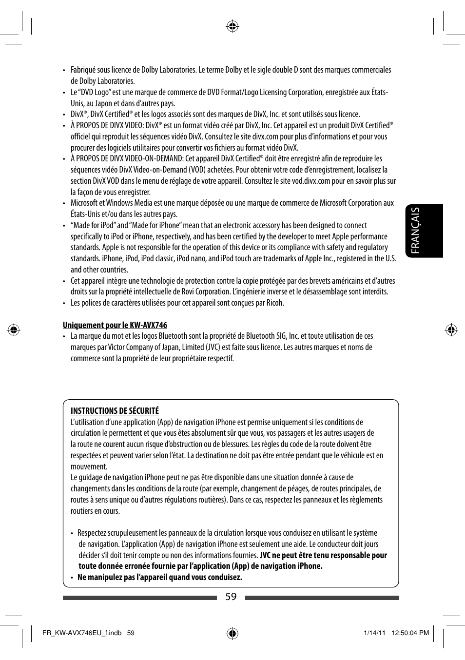 59 français | JVC KW-AVX746 User Manual | Page 187 / 197