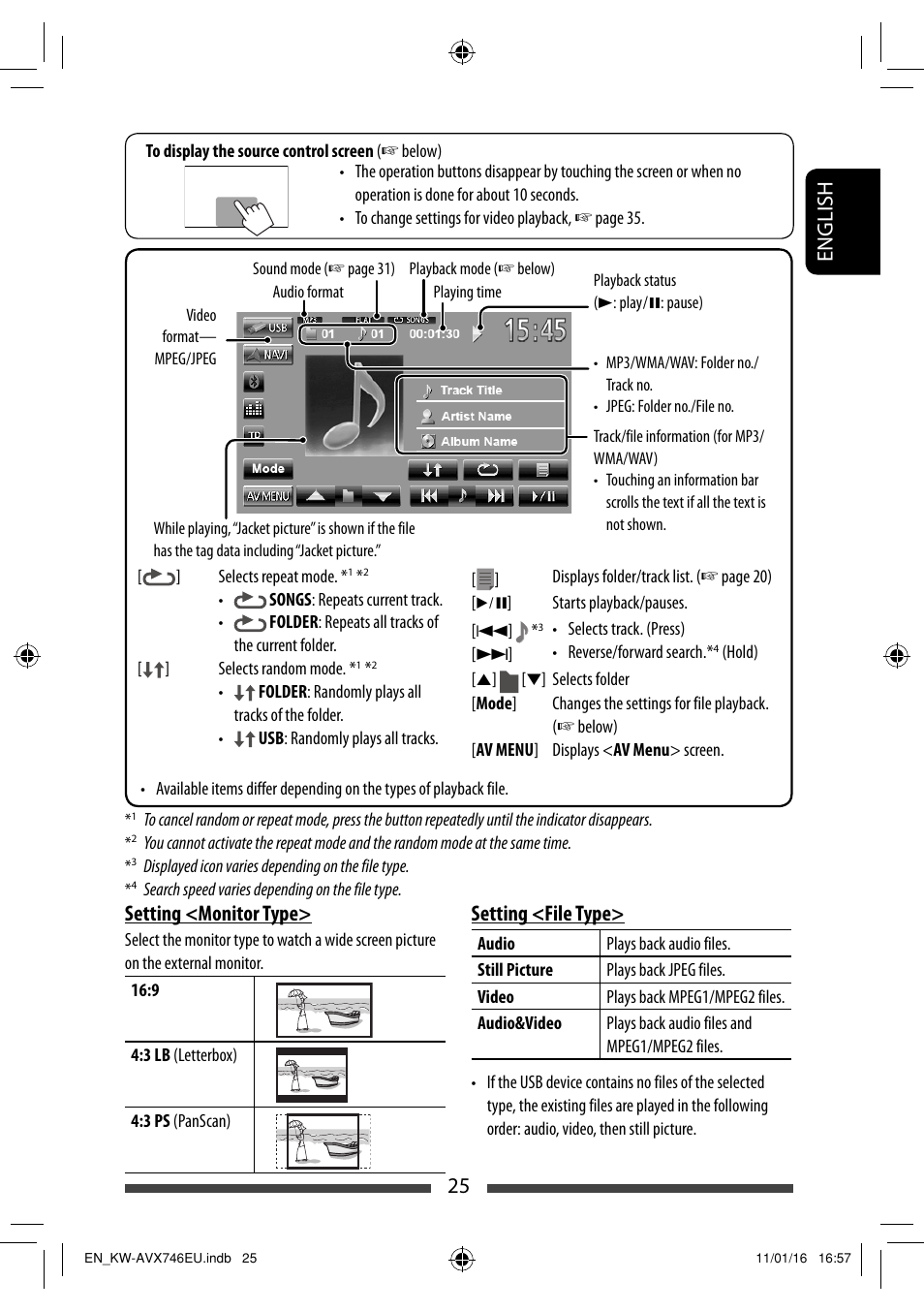 25 english, Setting <file type, Setting <monitor type | JVC KW-AVX746 User Manual | Page 25 / 197