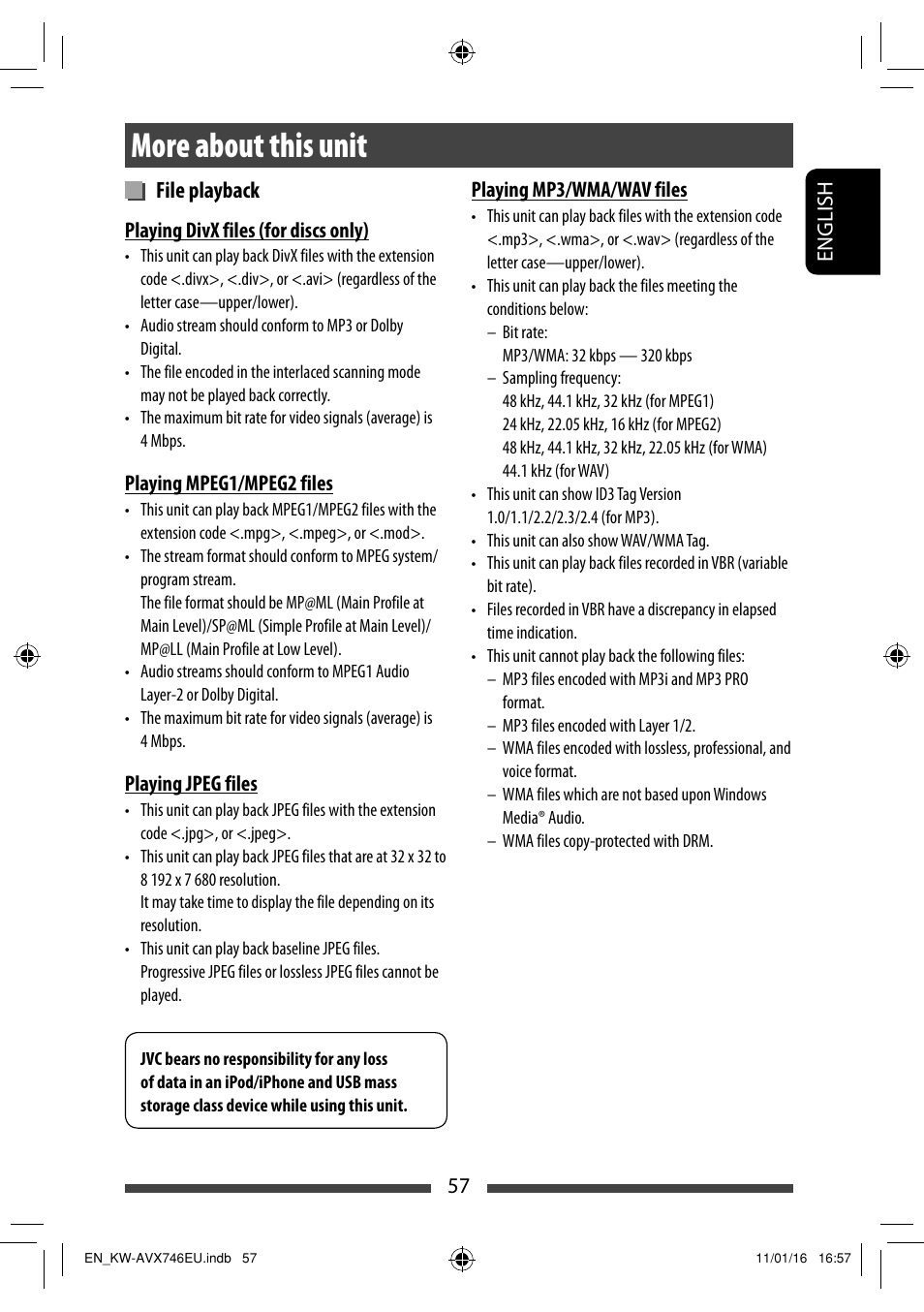 More about this unit, File playback | JVC KW-AVX746 User Manual | Page 57 / 197