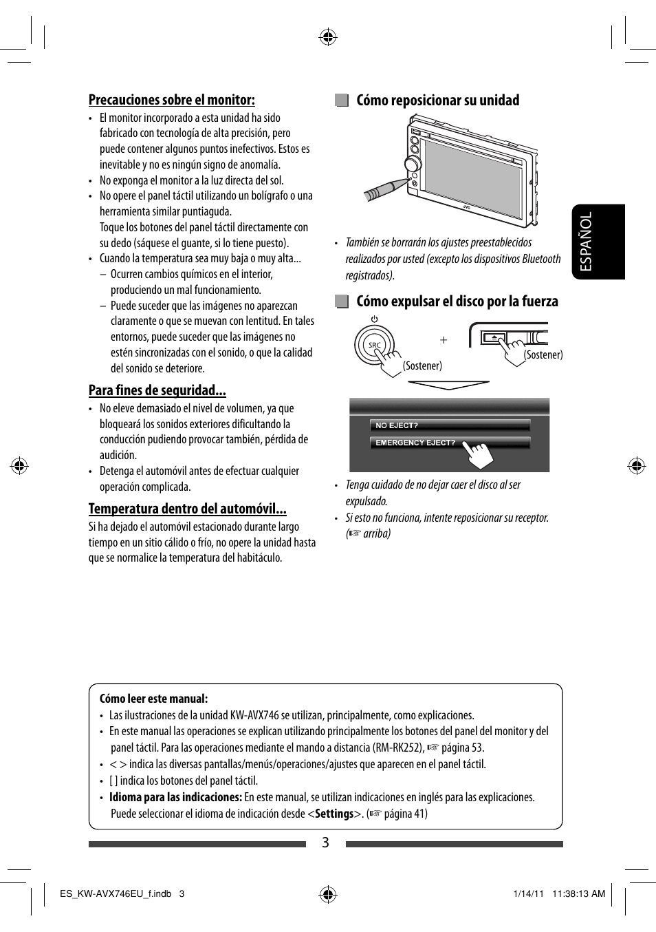 Cómo reposicionar su unidad, Cómo expulsar el disco por la fuerza | JVC KW-AVX746 User Manual | Page 67 / 197