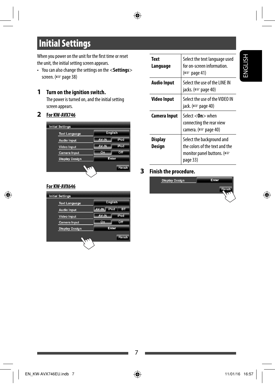 Initial settings | JVC KW-AVX746 User Manual | Page 7 / 197