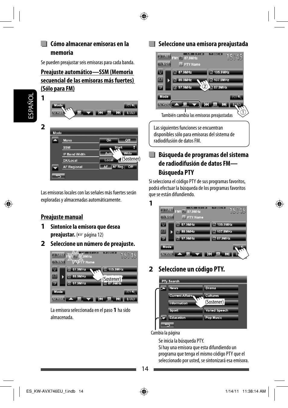 Seleccione un código pty | JVC KW-AVX746 User Manual | Page 78 / 197