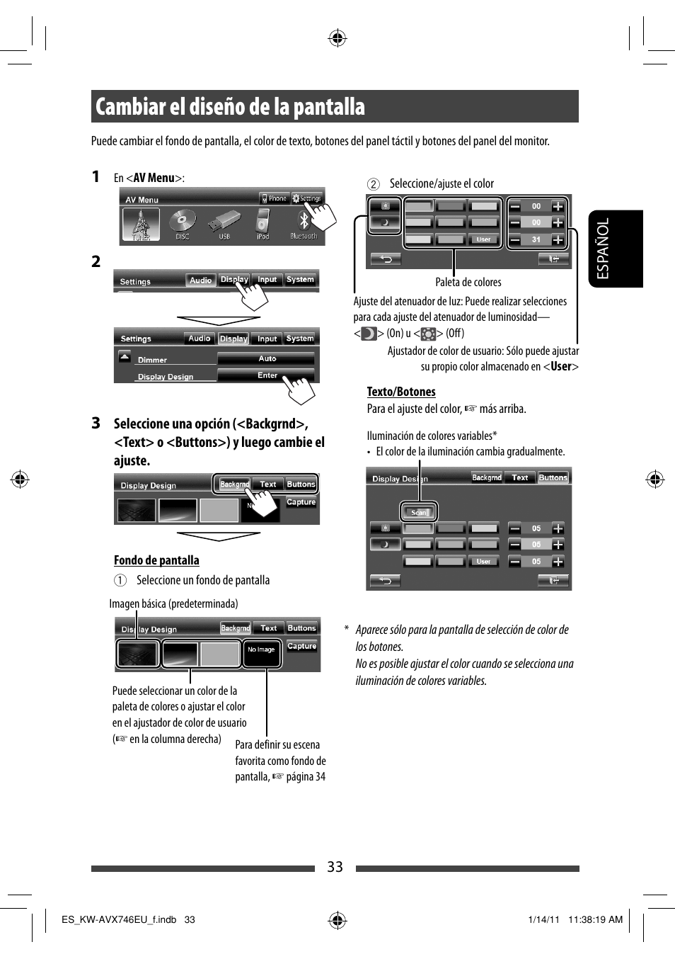 Cambiar el diseño de la pantalla | JVC KW-AVX746 User Manual | Page 97 / 197