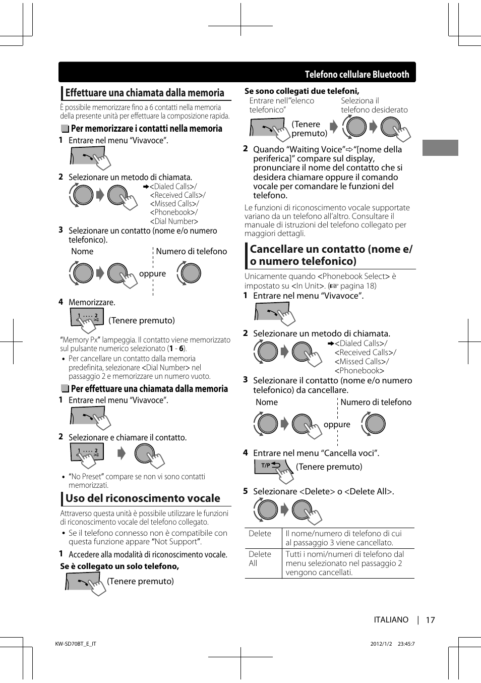 Uso del riconoscimento vocale | JVC KW-SD70 User Manual | Page 77 / 121