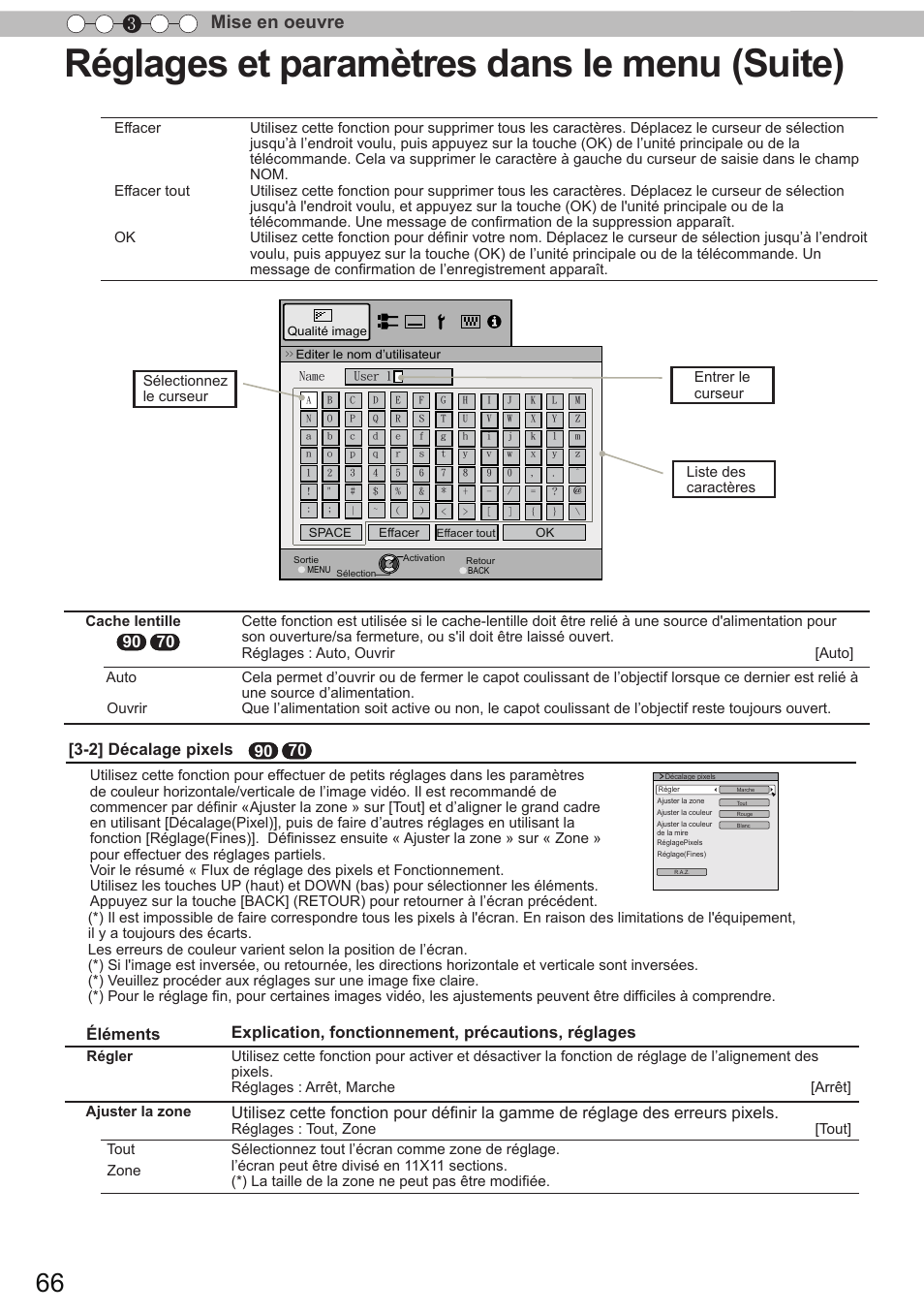 Réglages et paramètres dans le menu (suite), Mise en oeuvre 3 | JVC DLA-X90 User Manual | Page 162 / 288