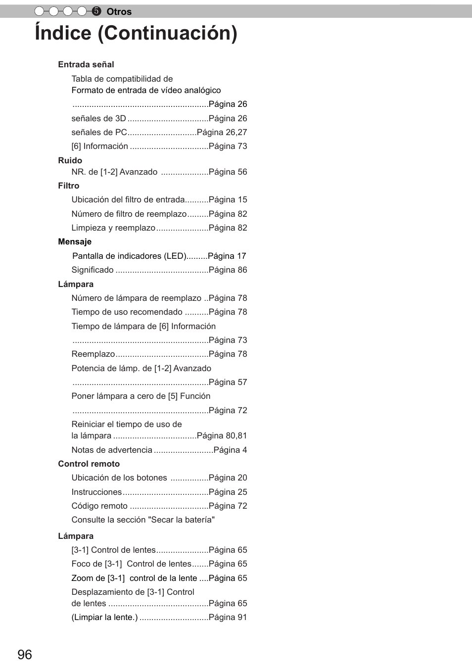 Índice (continuación) | JVC DLA-X90 User Manual | Page 288 / 288