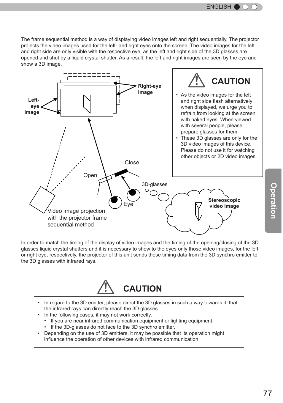 Caution, Operation | JVC DLA-X90 User Manual | Page 77 / 288