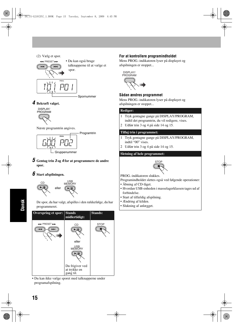 Dansk | JVC UX-G210 User Manual | Page 104 / 111
