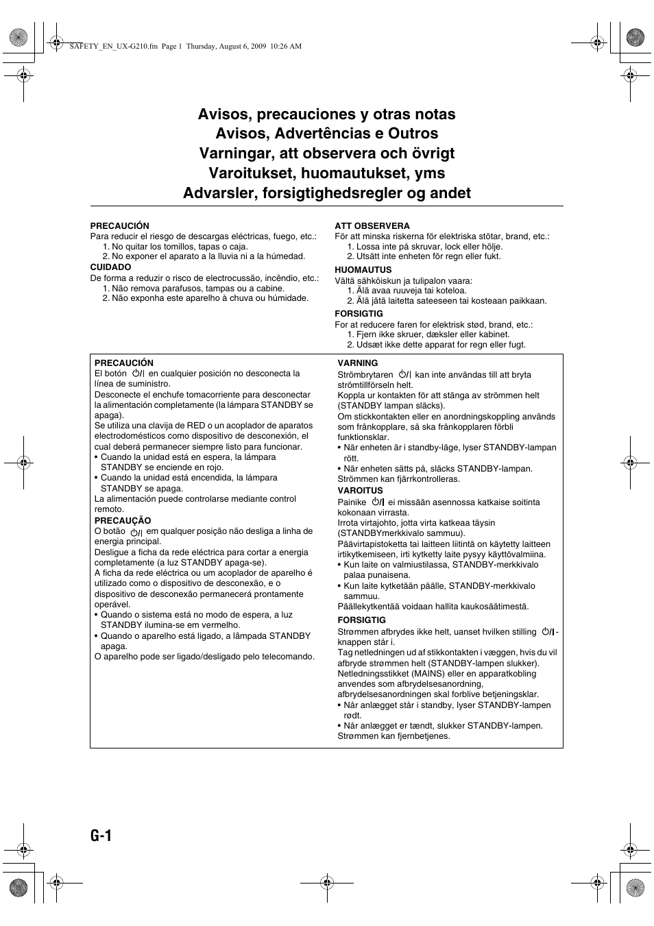 JVC UX-G210 User Manual | Page 2 / 111