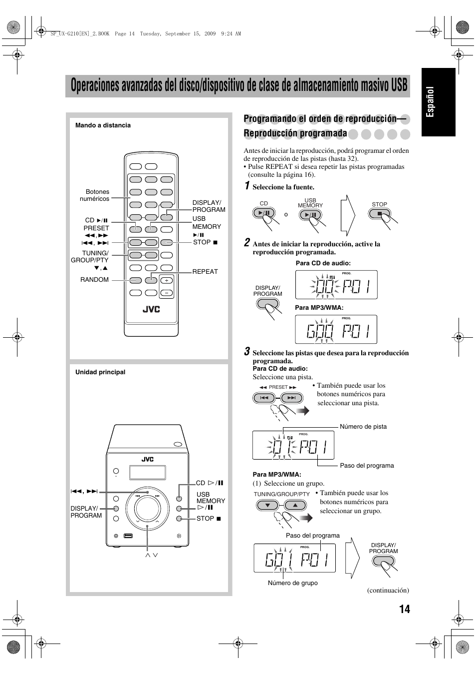 Español | JVC UX-G210 User Manual | Page 23 / 111