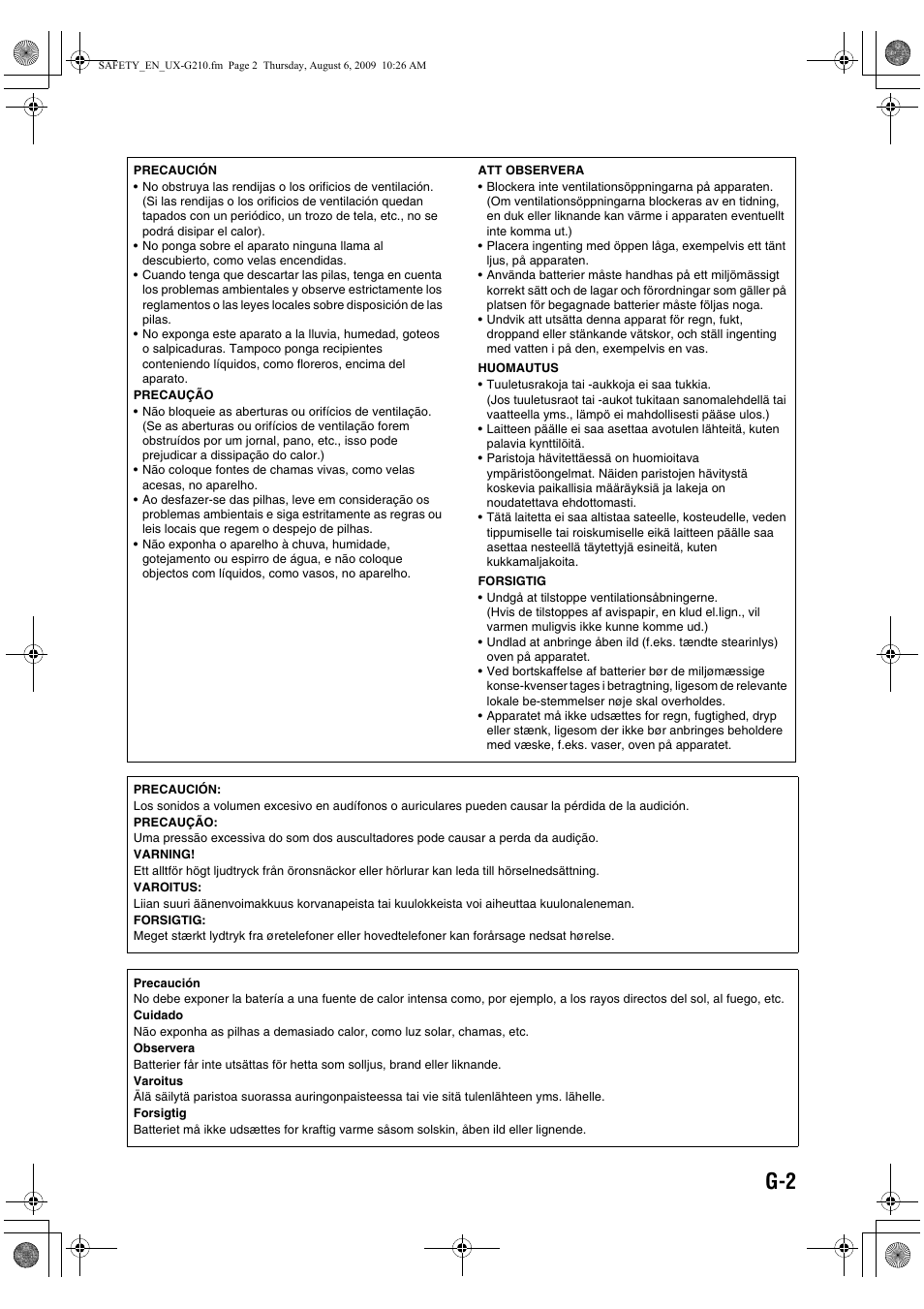 JVC UX-G210 User Manual | Page 3 / 111