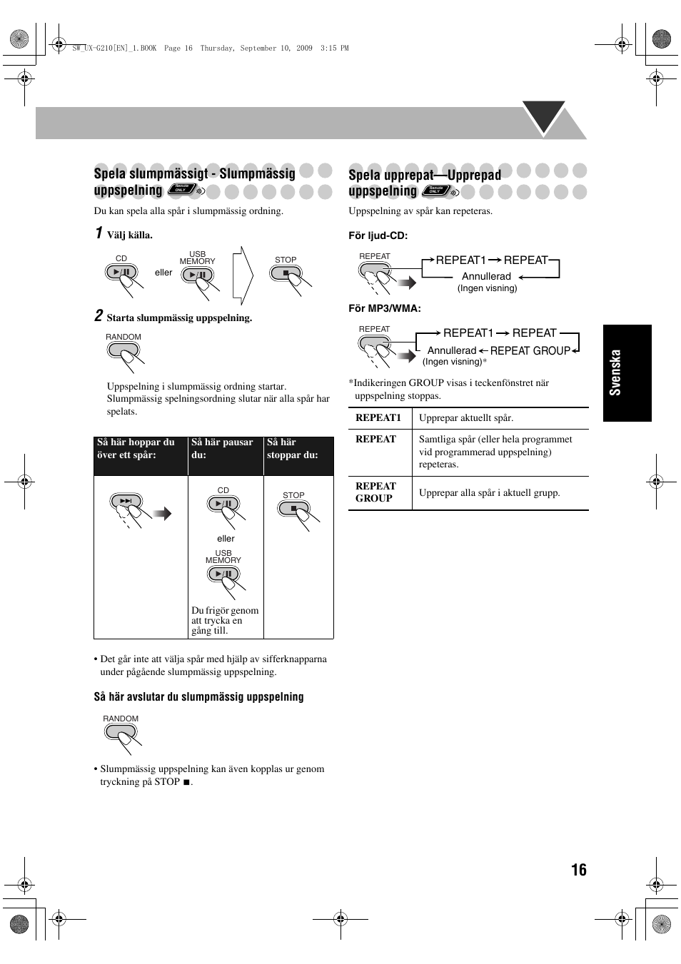 Spela upprepat—upprepad uppspelning | JVC UX-G210 User Manual | Page 65 / 111