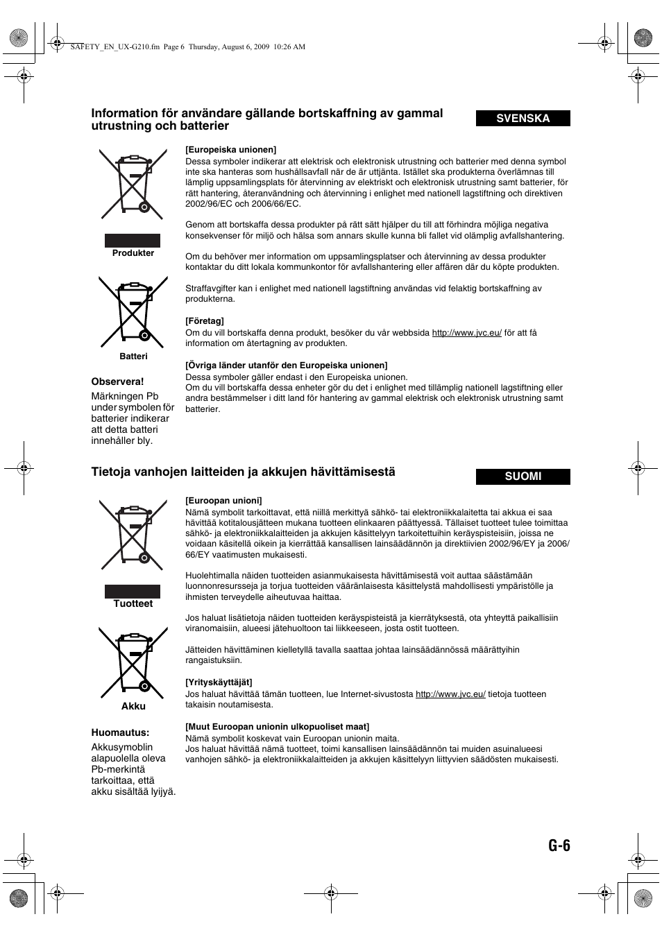 JVC UX-G210 User Manual | Page 7 / 111
