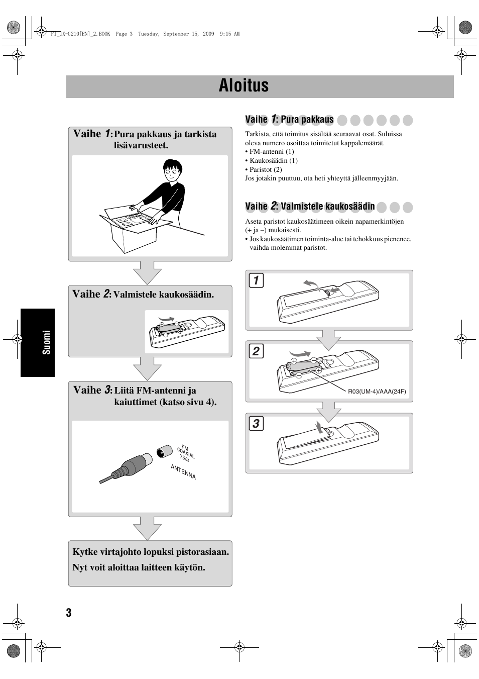 Aloitus | JVC UX-G210 User Manual | Page 72 / 111