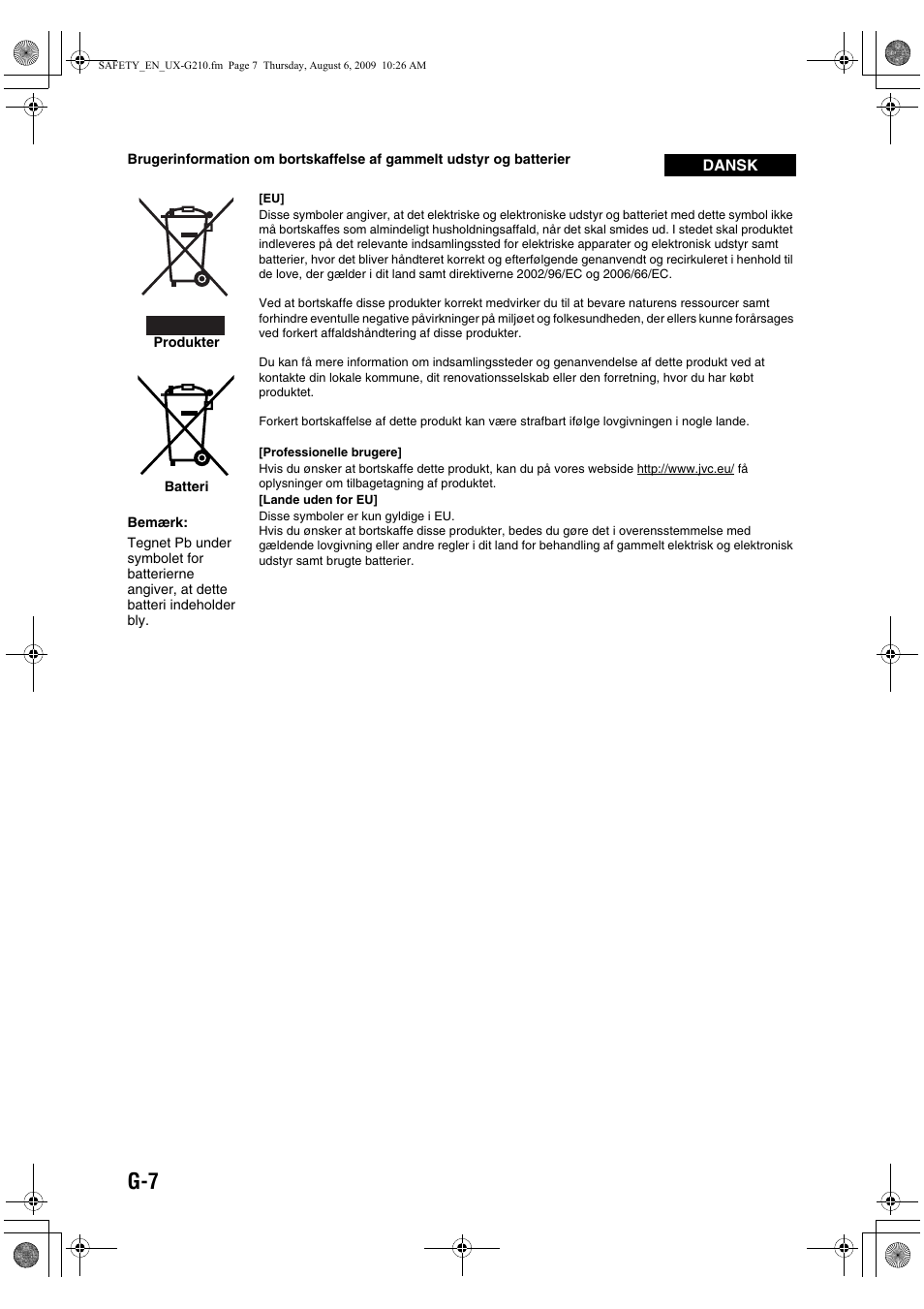 JVC UX-G210 User Manual | Page 8 / 111