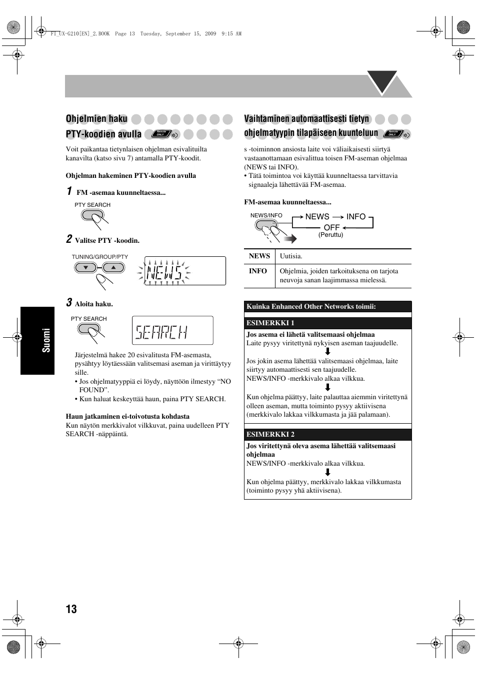 Suomi ohjelmien haku pty-koodien avulla | JVC UX-G210 User Manual | Page 82 / 111