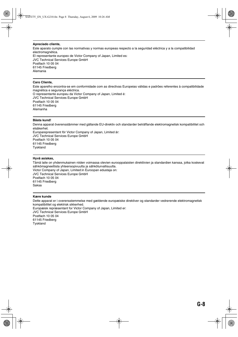 JVC UX-G210 User Manual | Page 9 / 111