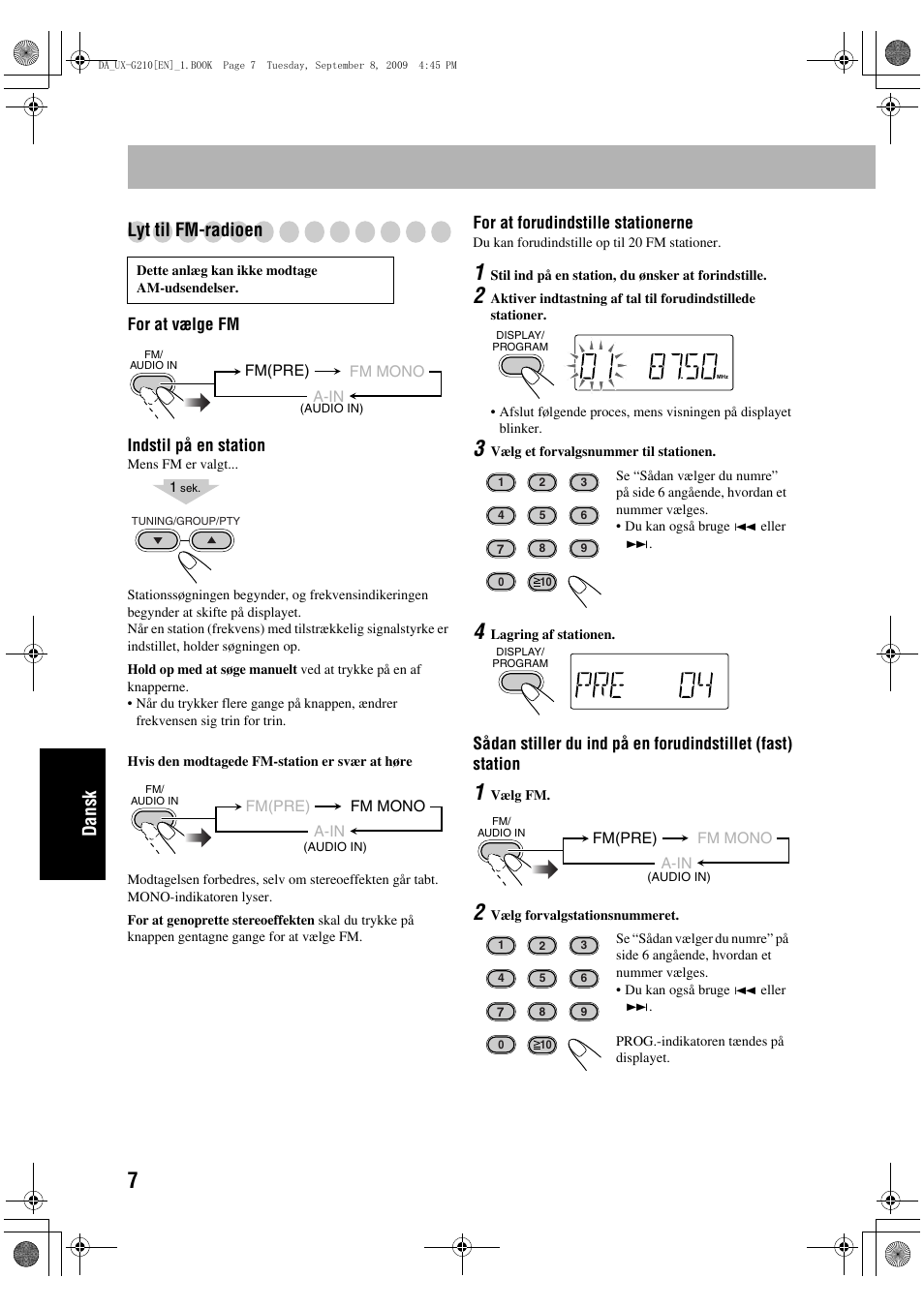 Dansk lyt til fm-radioen | JVC UX-G210 User Manual | Page 96 / 111