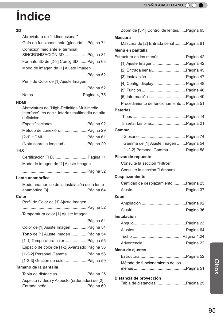 Índice, Otros | JVC DLA-X90 User Manual | Page 287 / 289