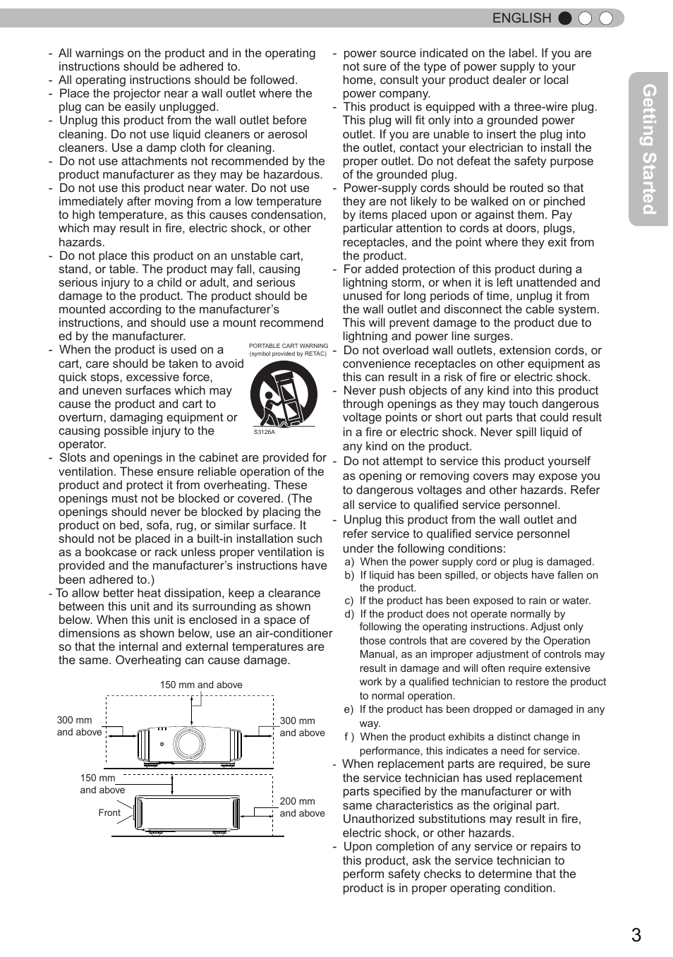 Getting started | JVC DLA-X90 User Manual | Page 3 / 289