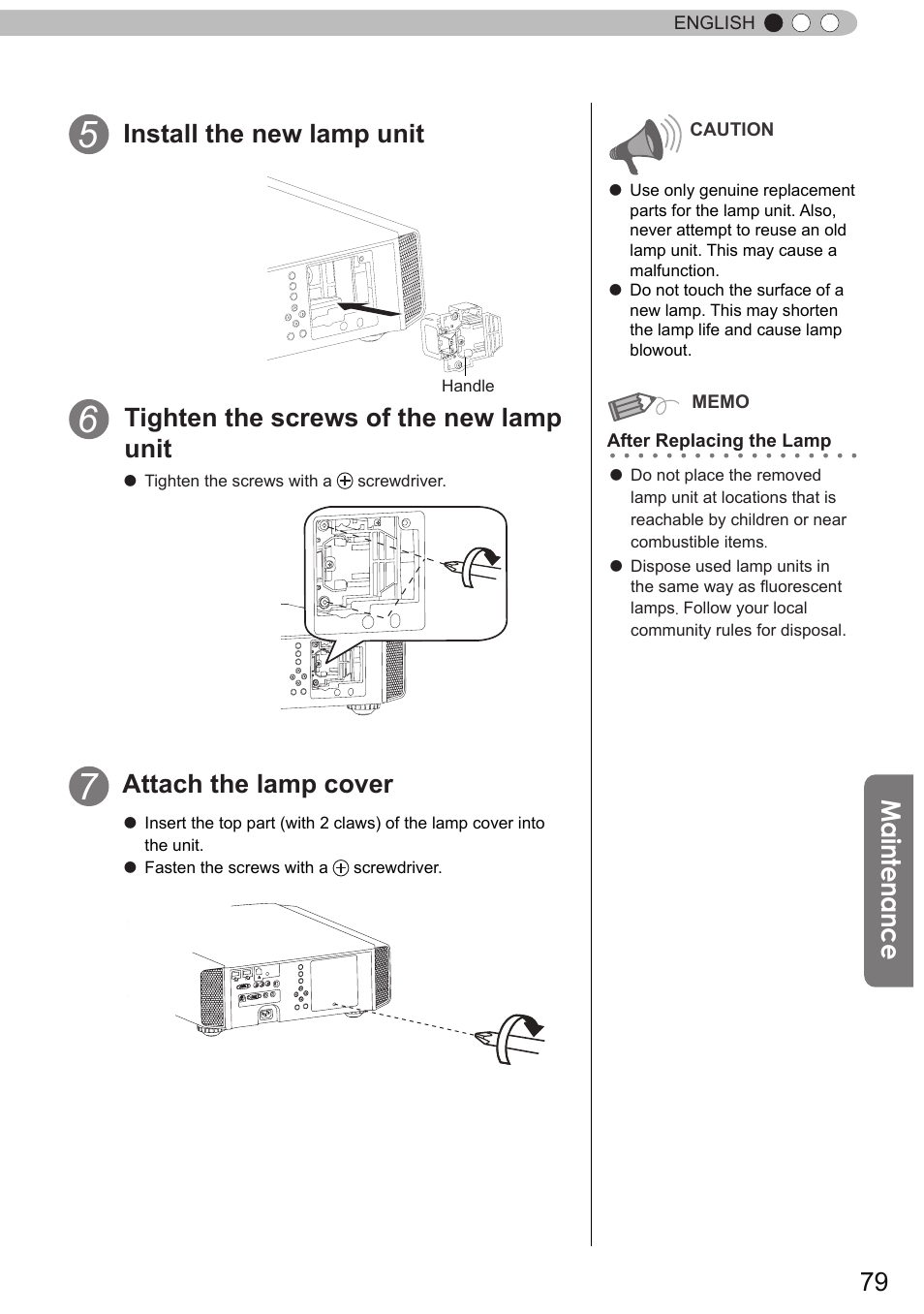 Main te na nc e | JVC DLA-X90 User Manual | Page 79 / 289