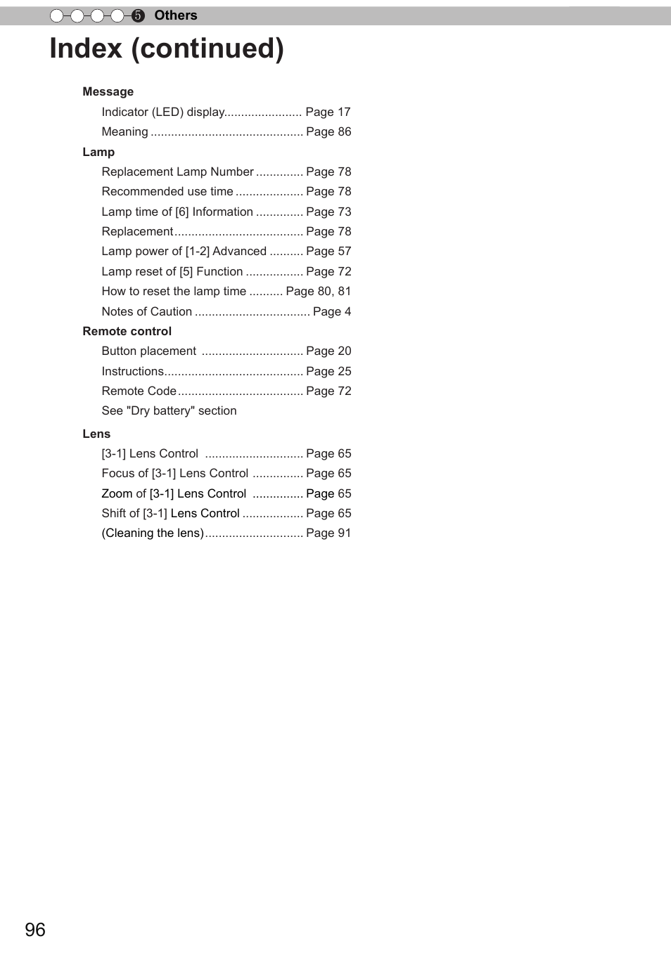 Index (continued) | JVC DLA-X90 User Manual | Page 96 / 289