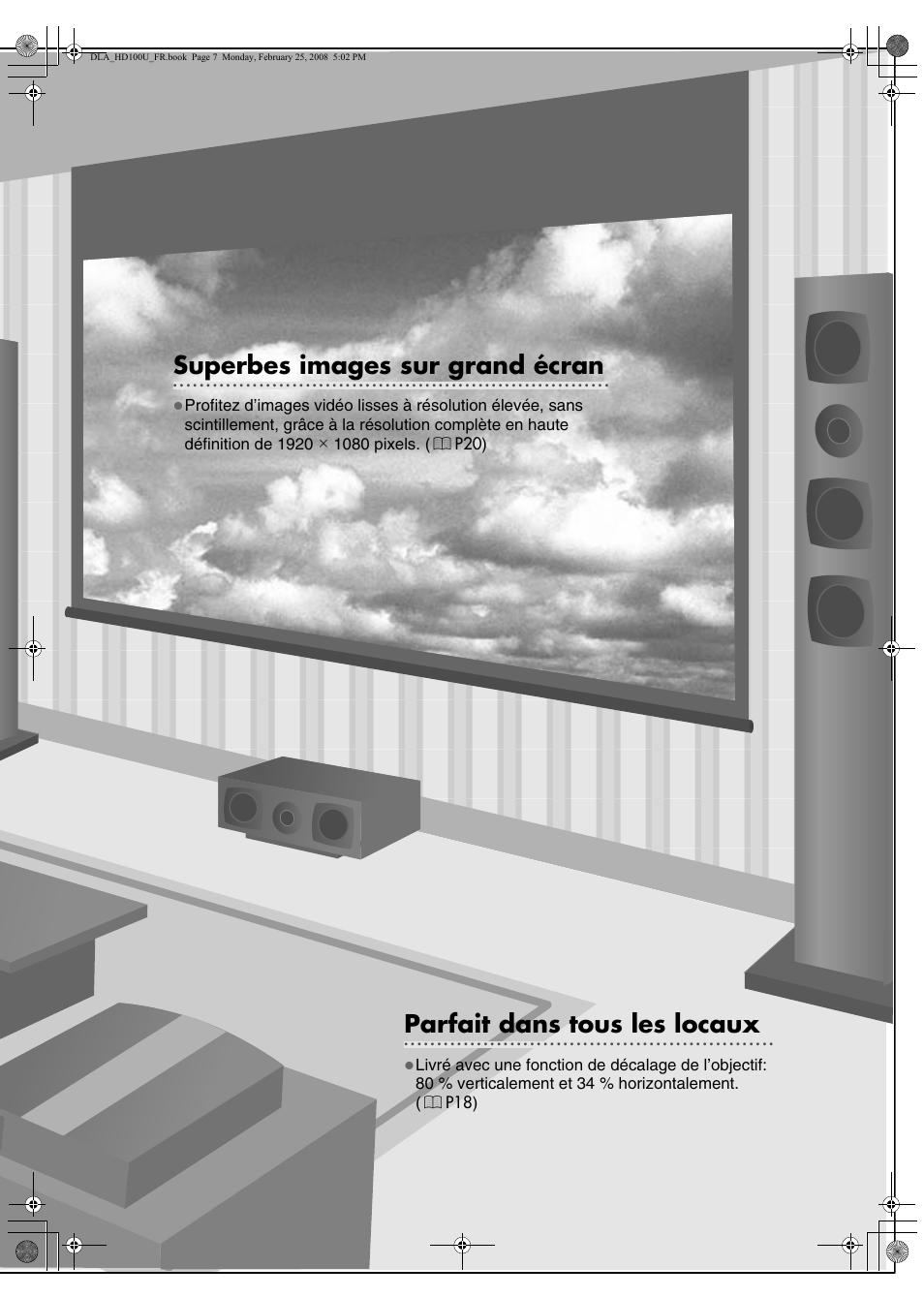 Superbes images sur grand écran, Parfait dans tous les locaux | JVC DLA-HD100 User Manual | Page 61 / 162