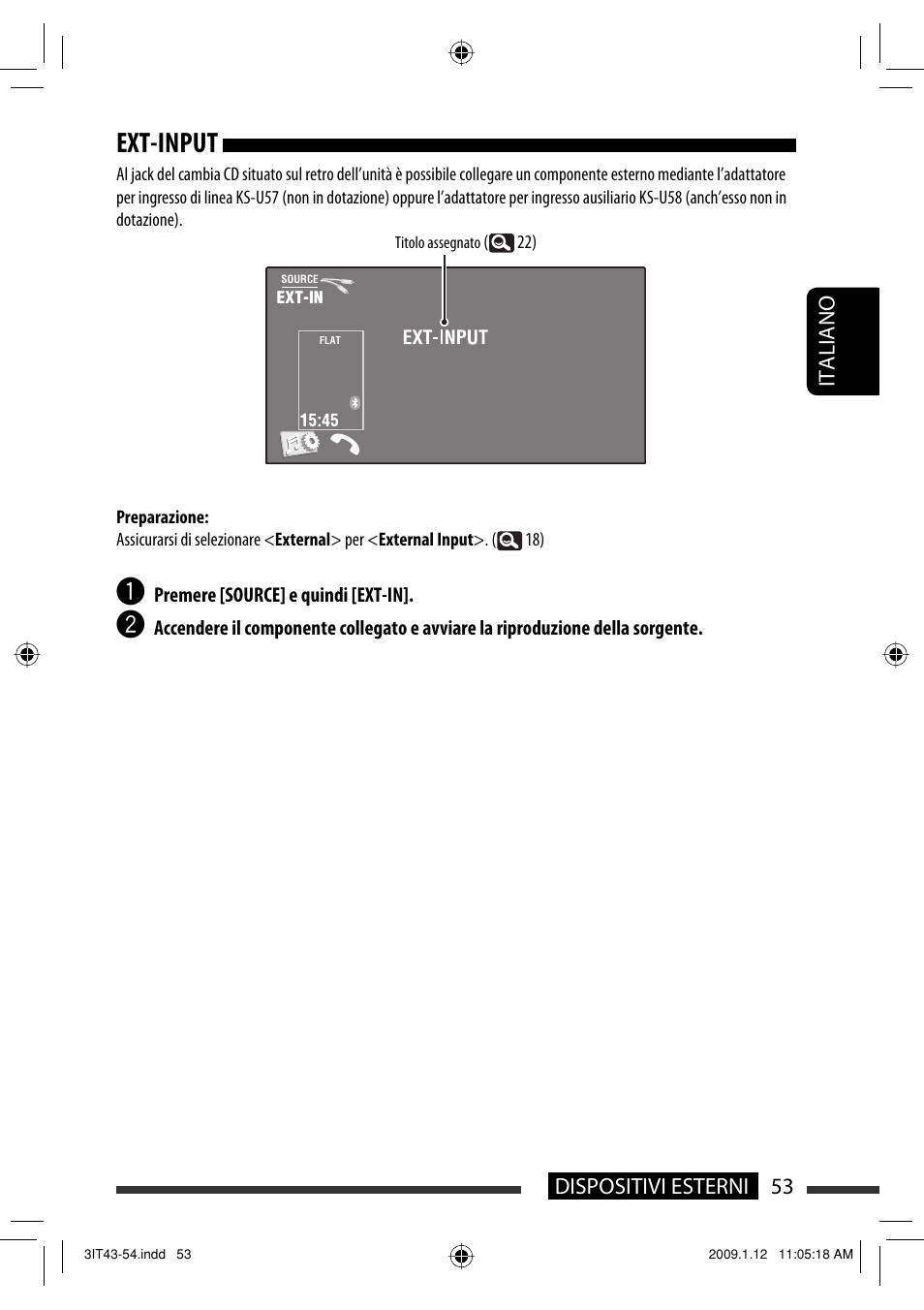 Ext-input, 53 dispositivi esterni italiano | JVC KW-AVX820 User Manual | Page 125 / 285