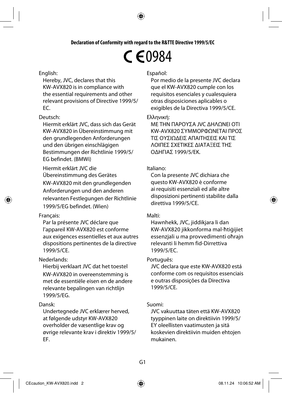 JVC KW-AVX820 User Manual | Page 2 / 285