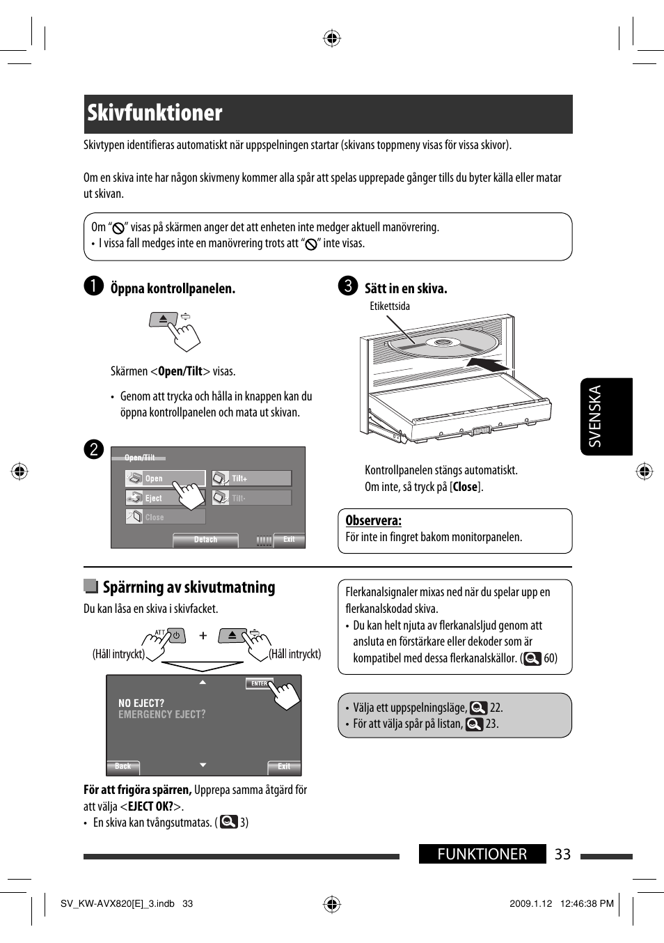 Skivfunktioner, Spärrning av skivutmatning | JVC KW-AVX820 User Manual | Page 245 / 285