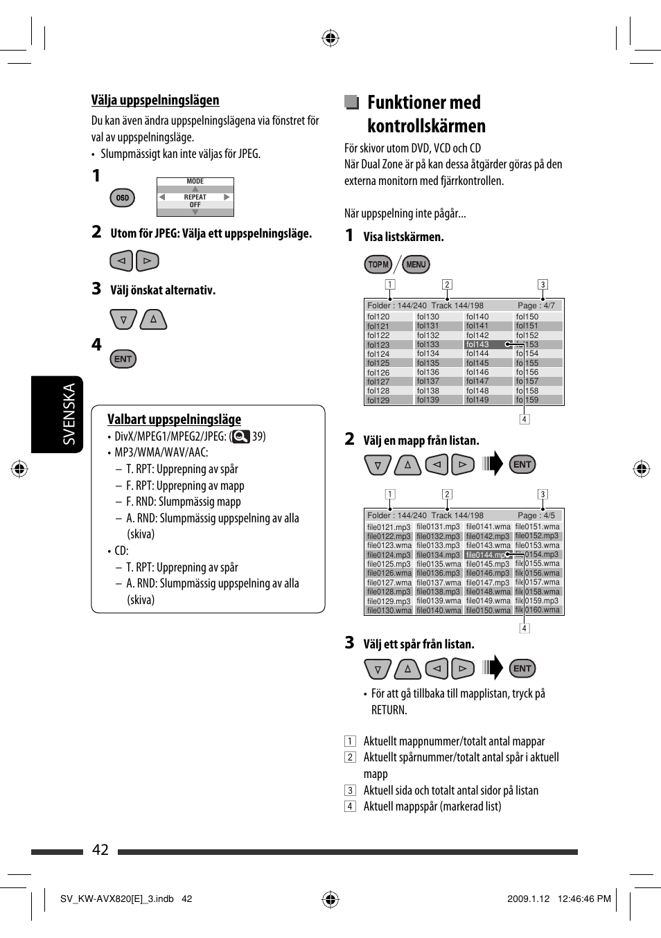 Funktioner med kontrollskärmen, 42 svenska | JVC KW-AVX820 User Manual | Page 254 / 285