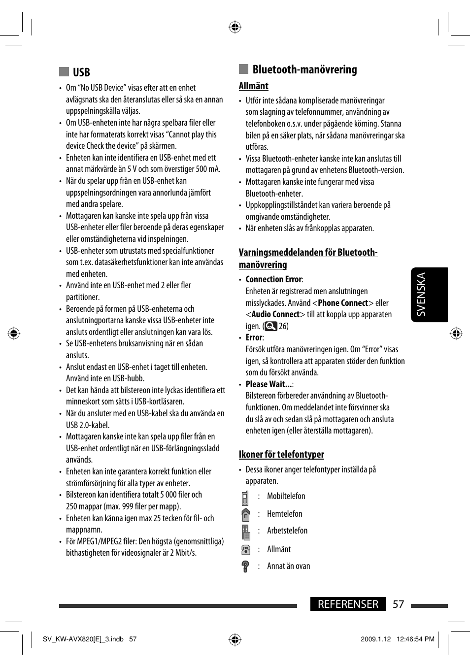 Bluetooth-manövrering, 57 referenser svenska | JVC KW-AVX820 User Manual | Page 269 / 285